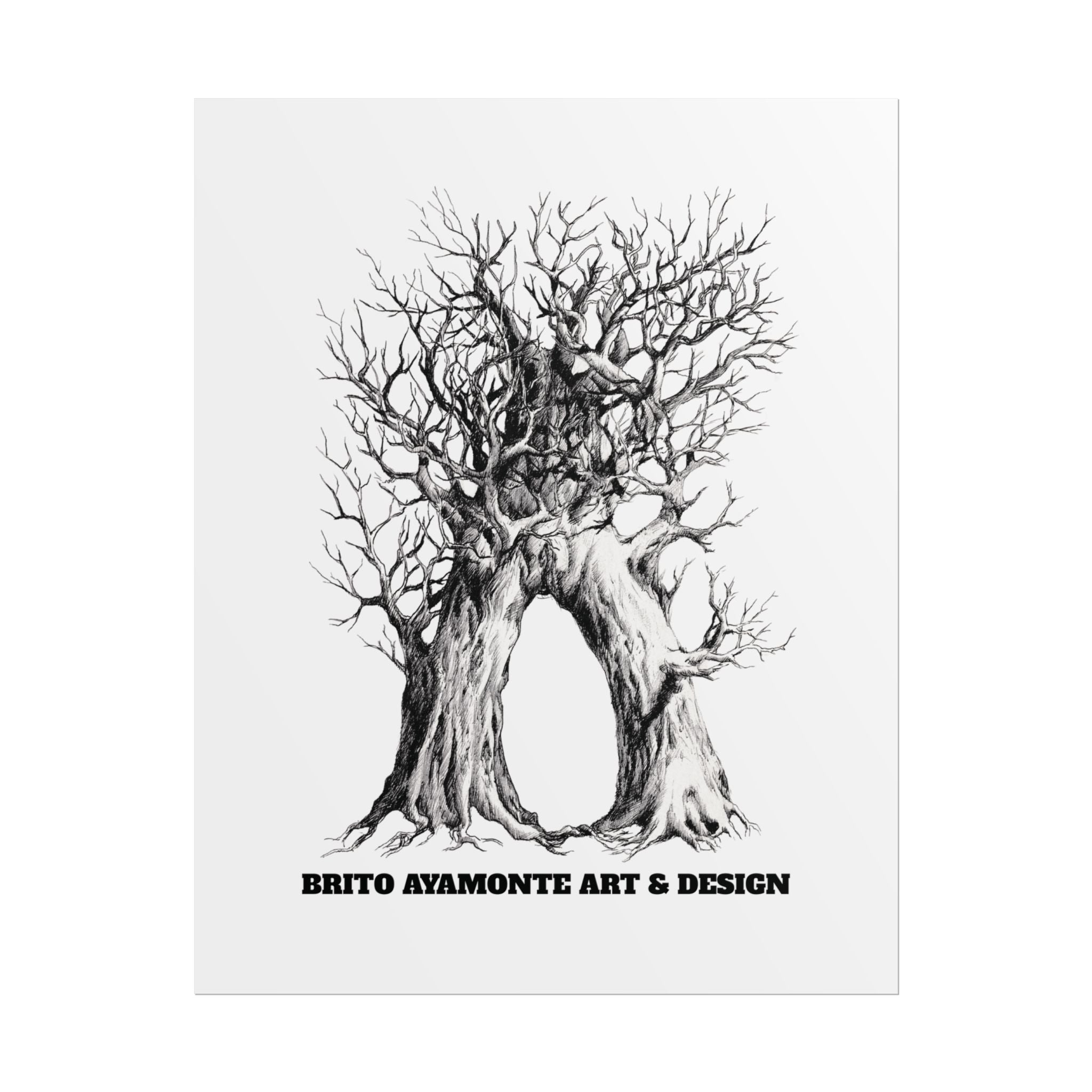 Tree Arch Illustration poster | Hand-drawn black ink botanical art