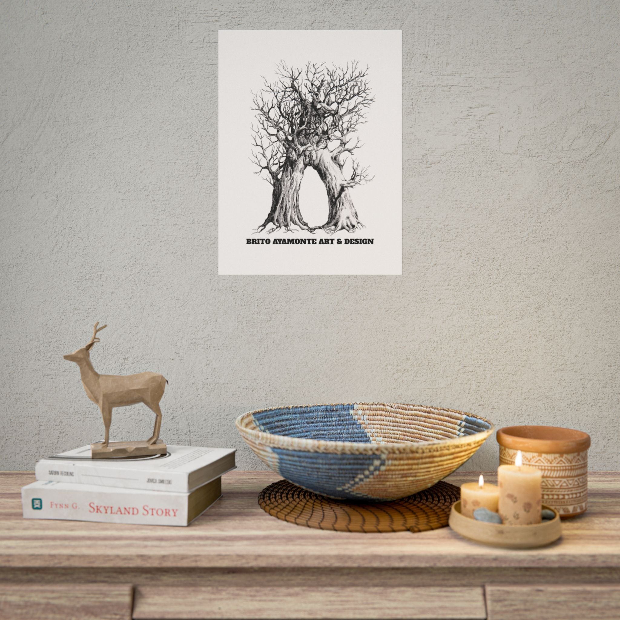Tree Arch Illustration poster | Hand-drawn black ink botanical art