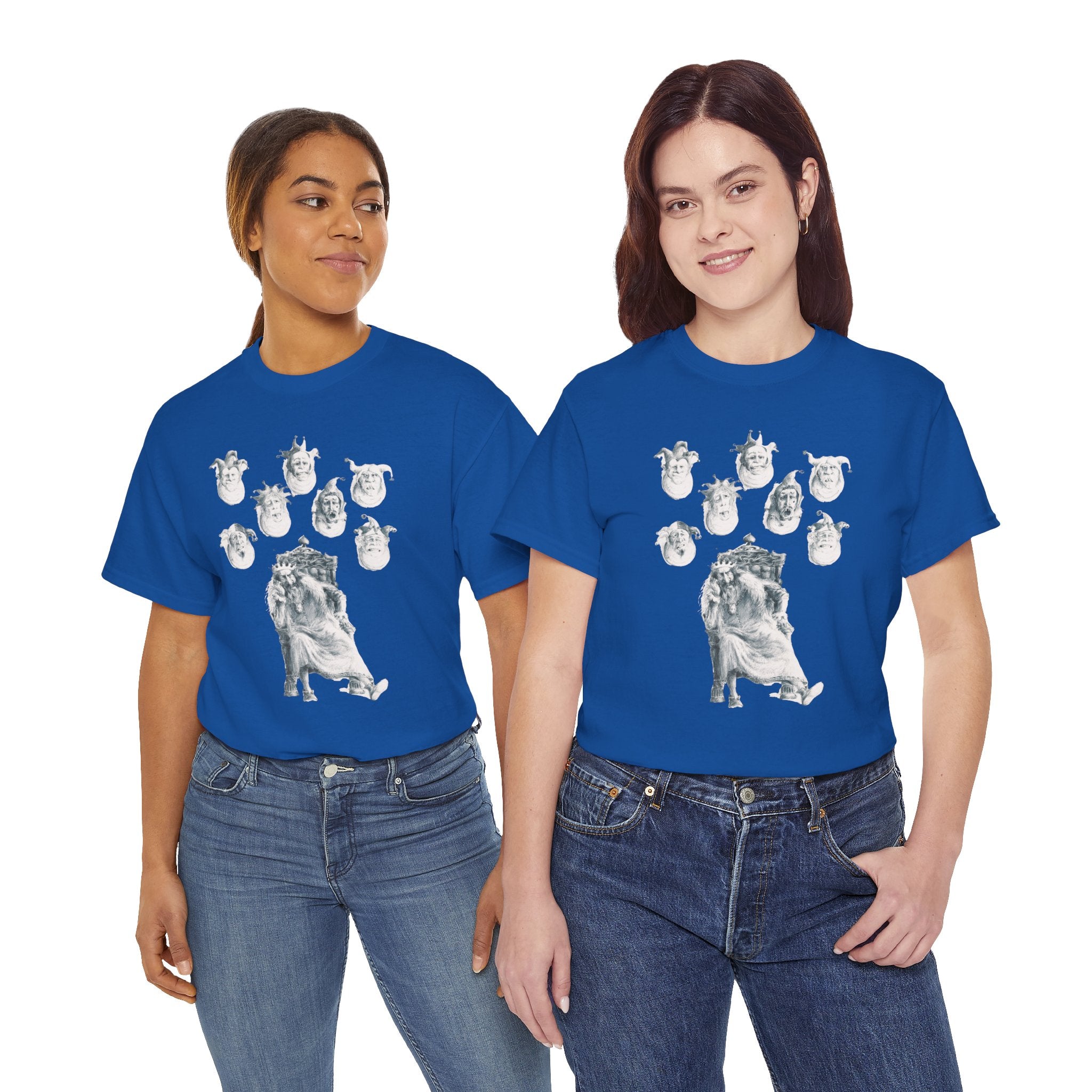 Graphic Tee — Gothic Angel and Floating Skulls Design