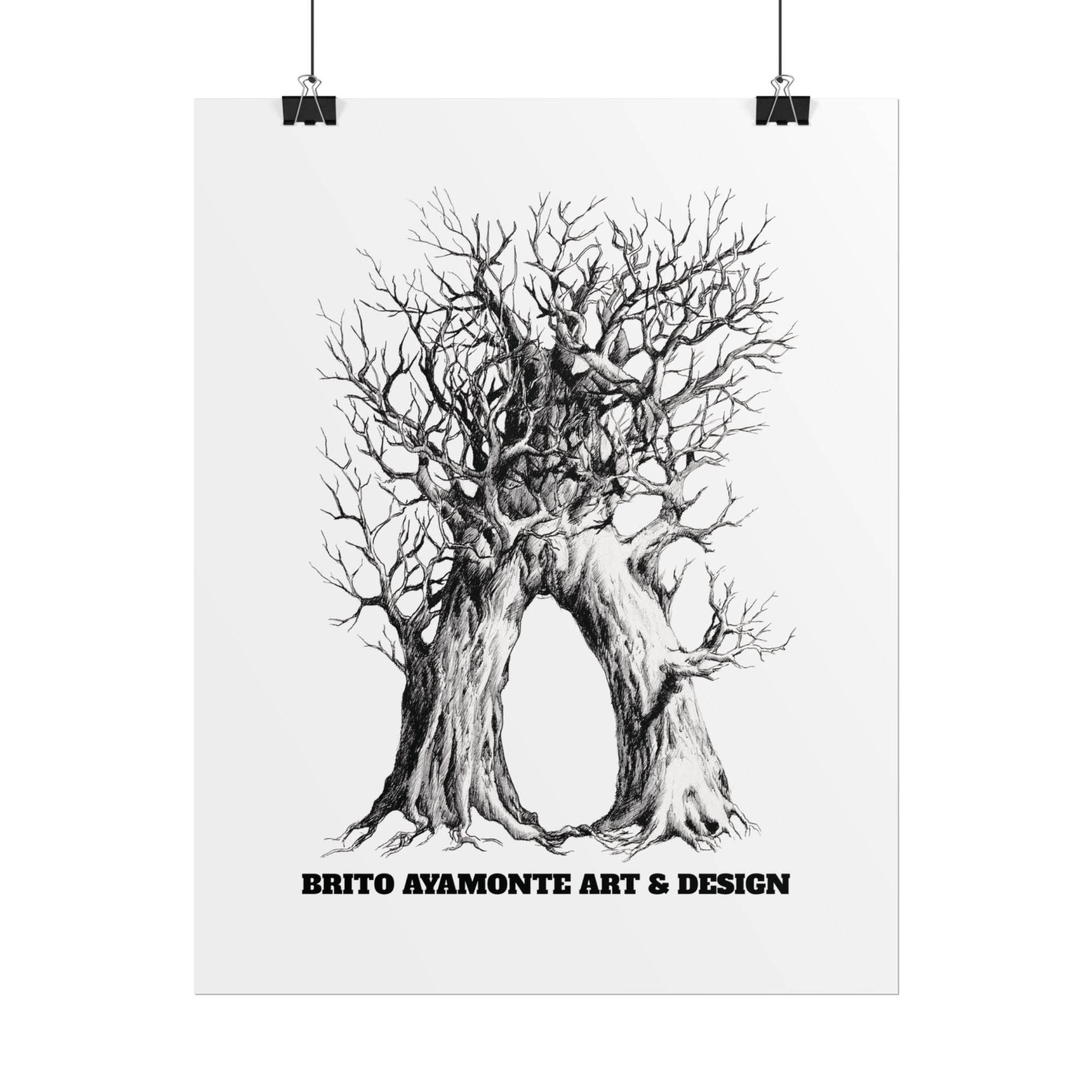 Tree Arch Illustration poster | Hand-drawn black ink botanical art