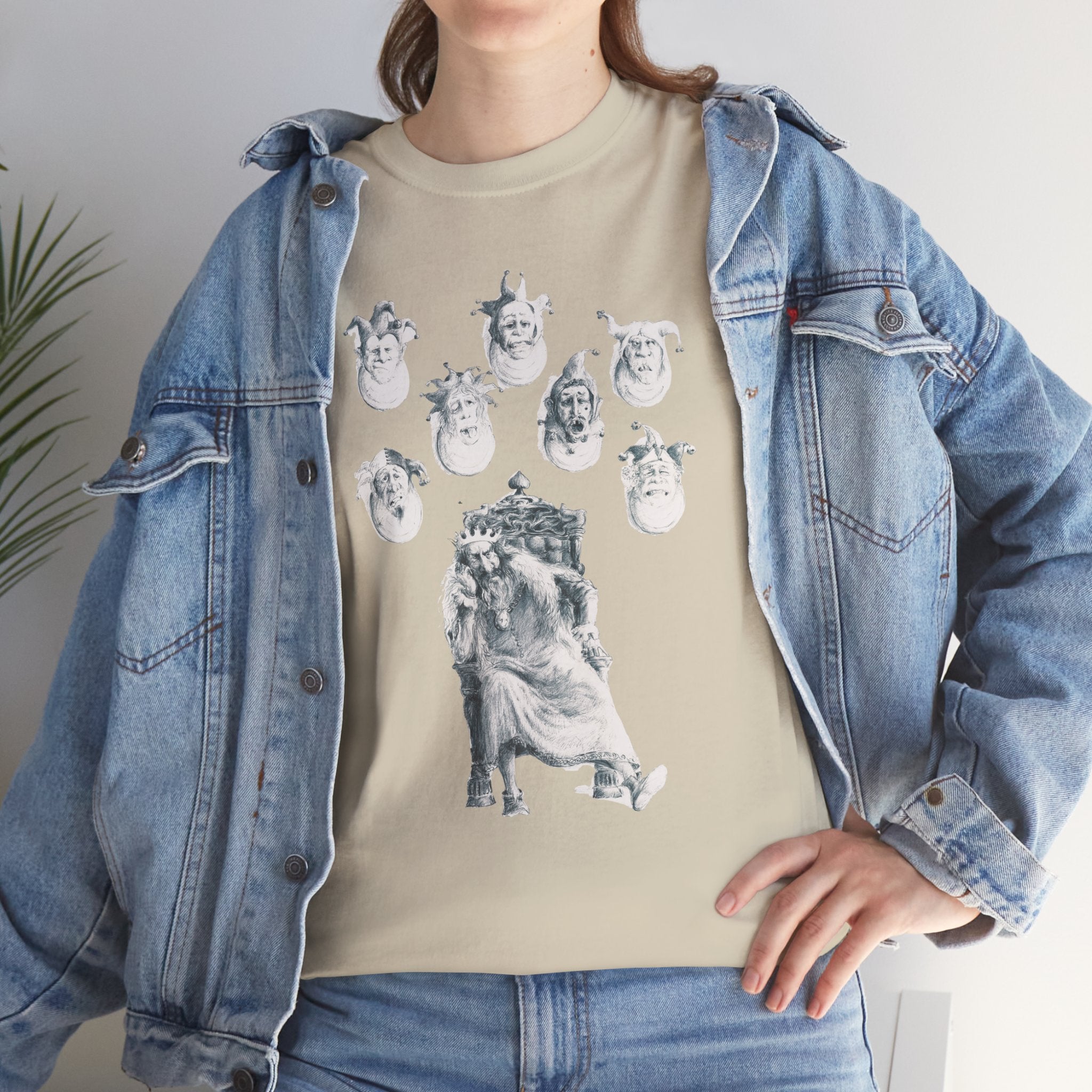 Graphic Tee — Gothic Angel and Floating Skulls Design