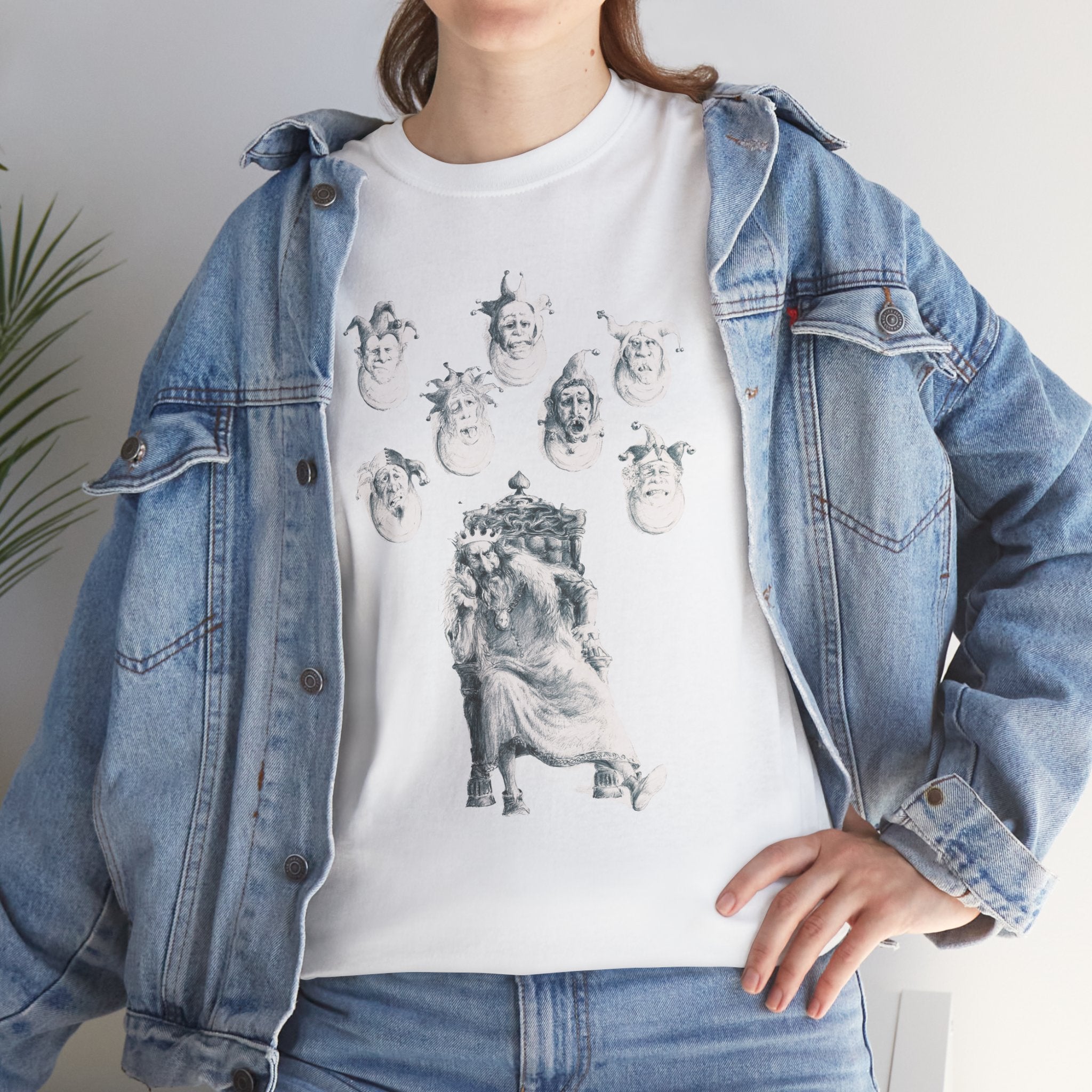 Graphic Tee — Gothic Angel and Floating Skulls Design