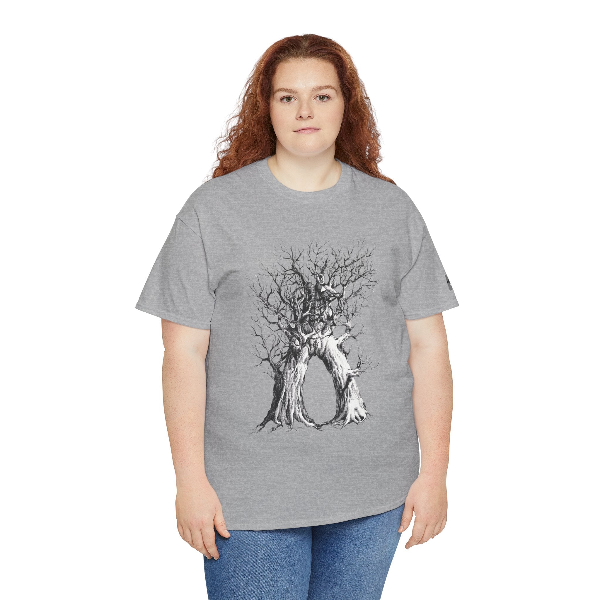 Tree of Lovers T-Shirt — Romantic Embrace Tree Illustration Tee