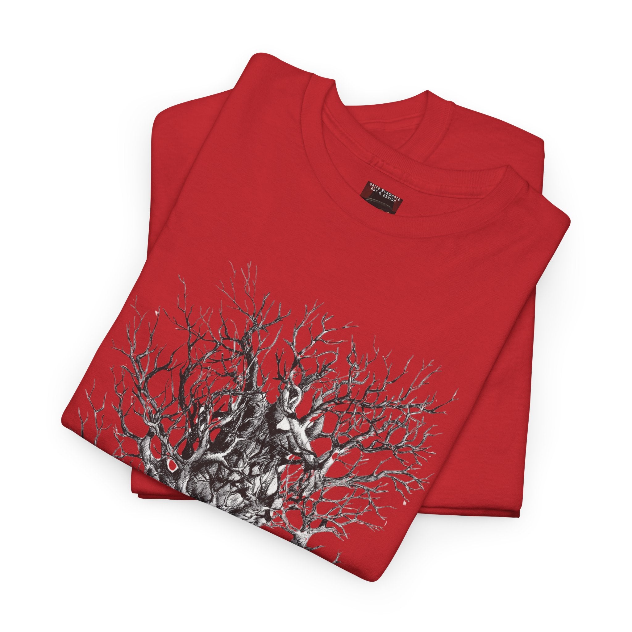 Tree of Lovers T-Shirt — Romantic Embrace Tree Illustration Tee