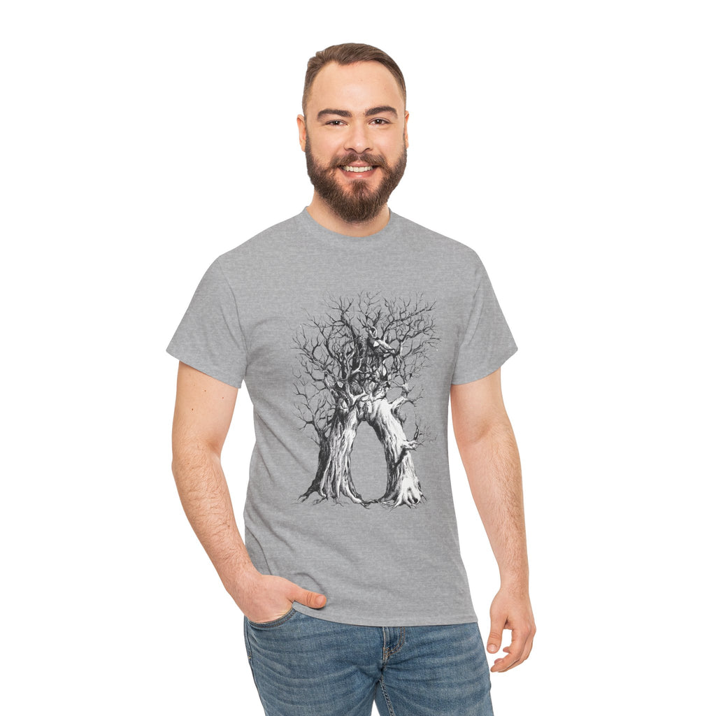 Tree of Lovers T-Shirt — Romantic Embrace Tree Illustration Tee