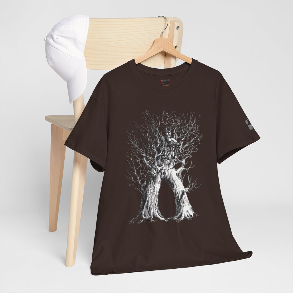 Tree of Lovers T-Shirt — Romantic Embrace Tree Illustration Tee