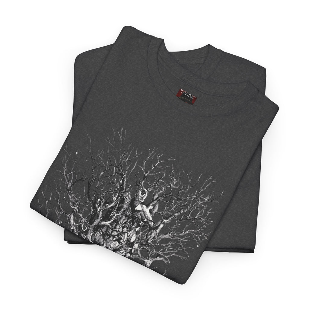 Tree of Lovers T-Shirt — Romantic Embrace Tree Illustration Tee