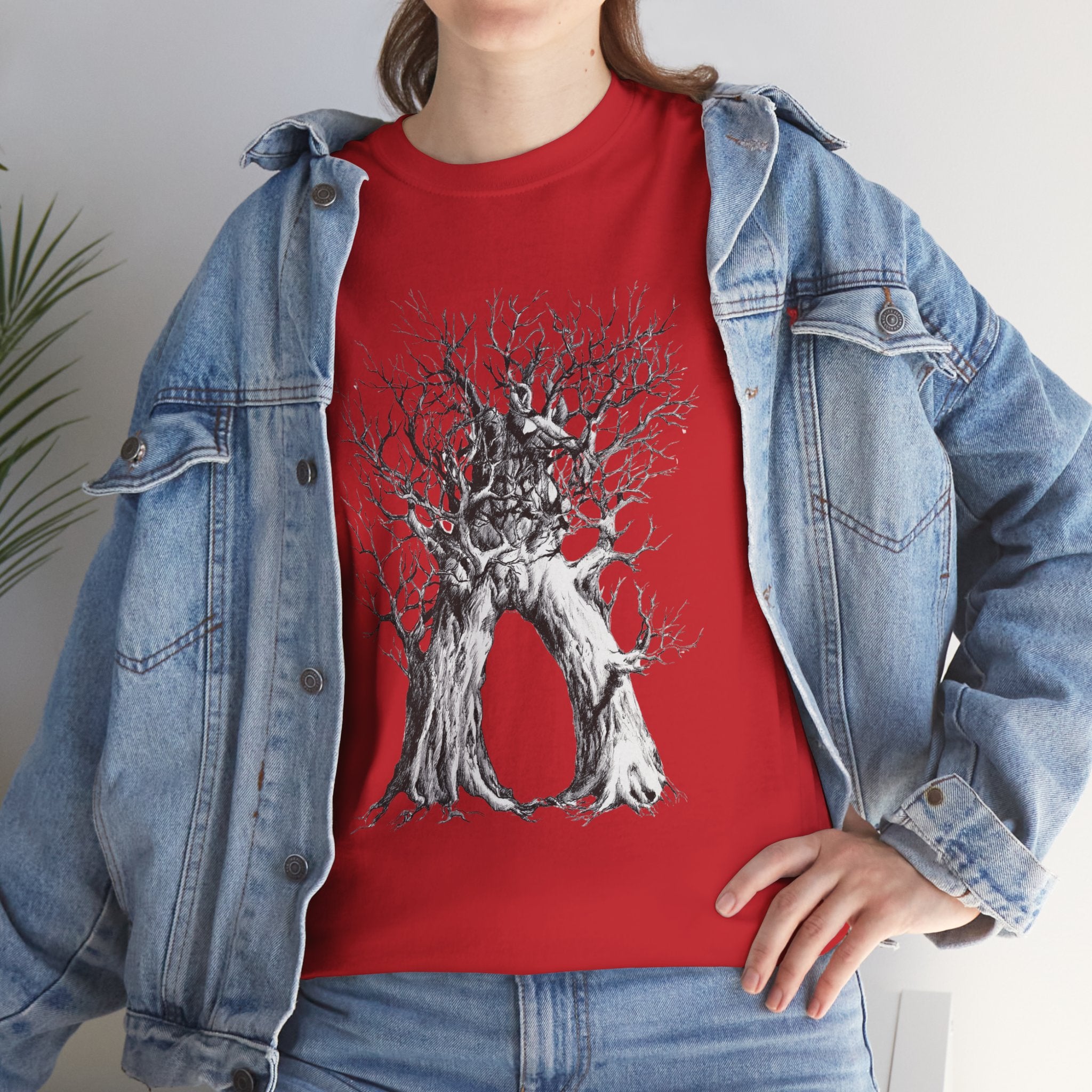 Tree of Lovers T-Shirt — Romantic Embrace Tree Illustration Tee