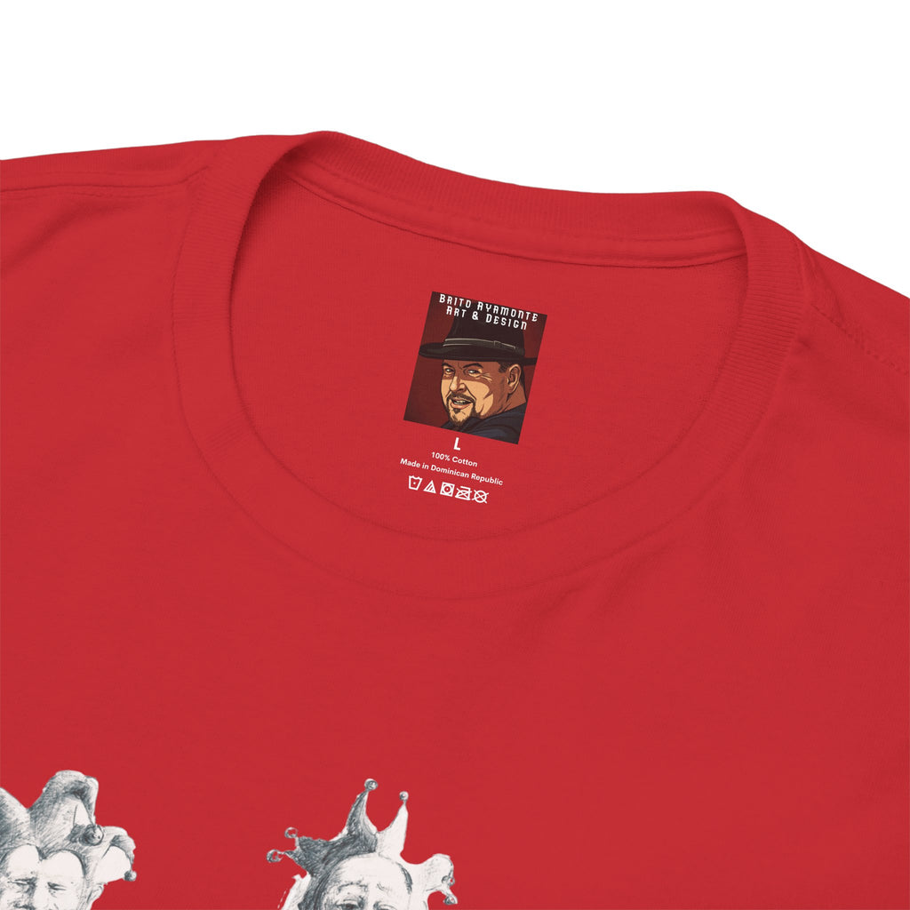 Graphic Tee — Gothic Angel and Floating Skulls Design