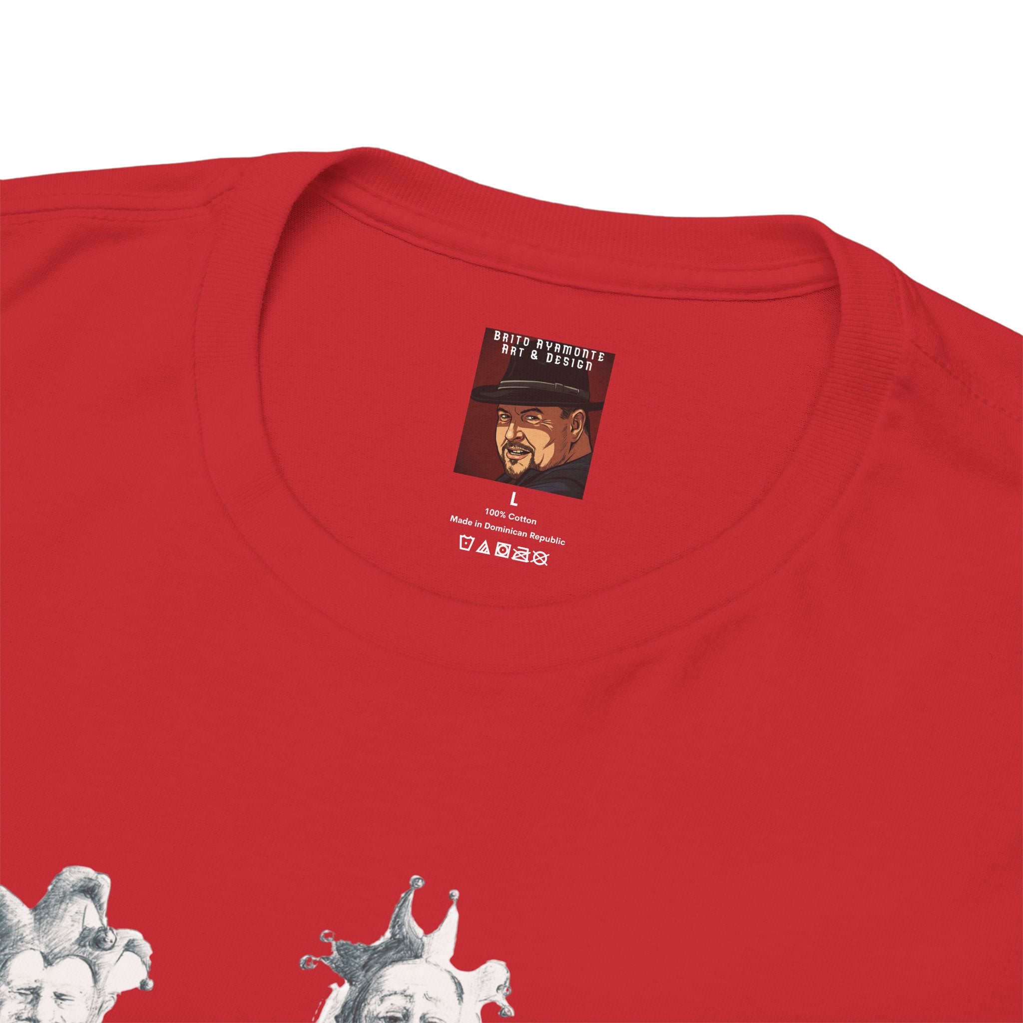 Graphic Tee — Gothic Angel and Floating Skulls Design