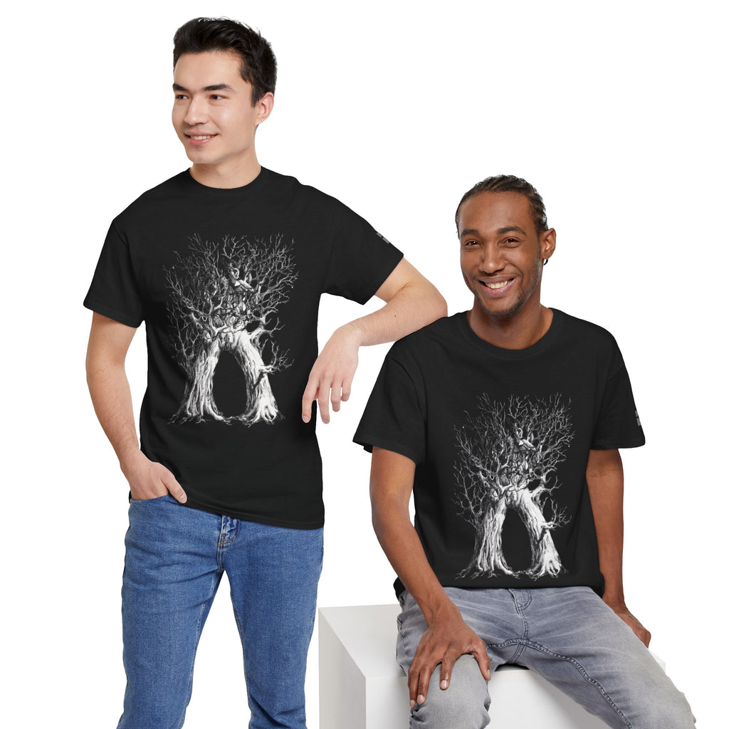 Tree of Lovers T-Shirt — Romantic Embrace Tree Illustration Tee