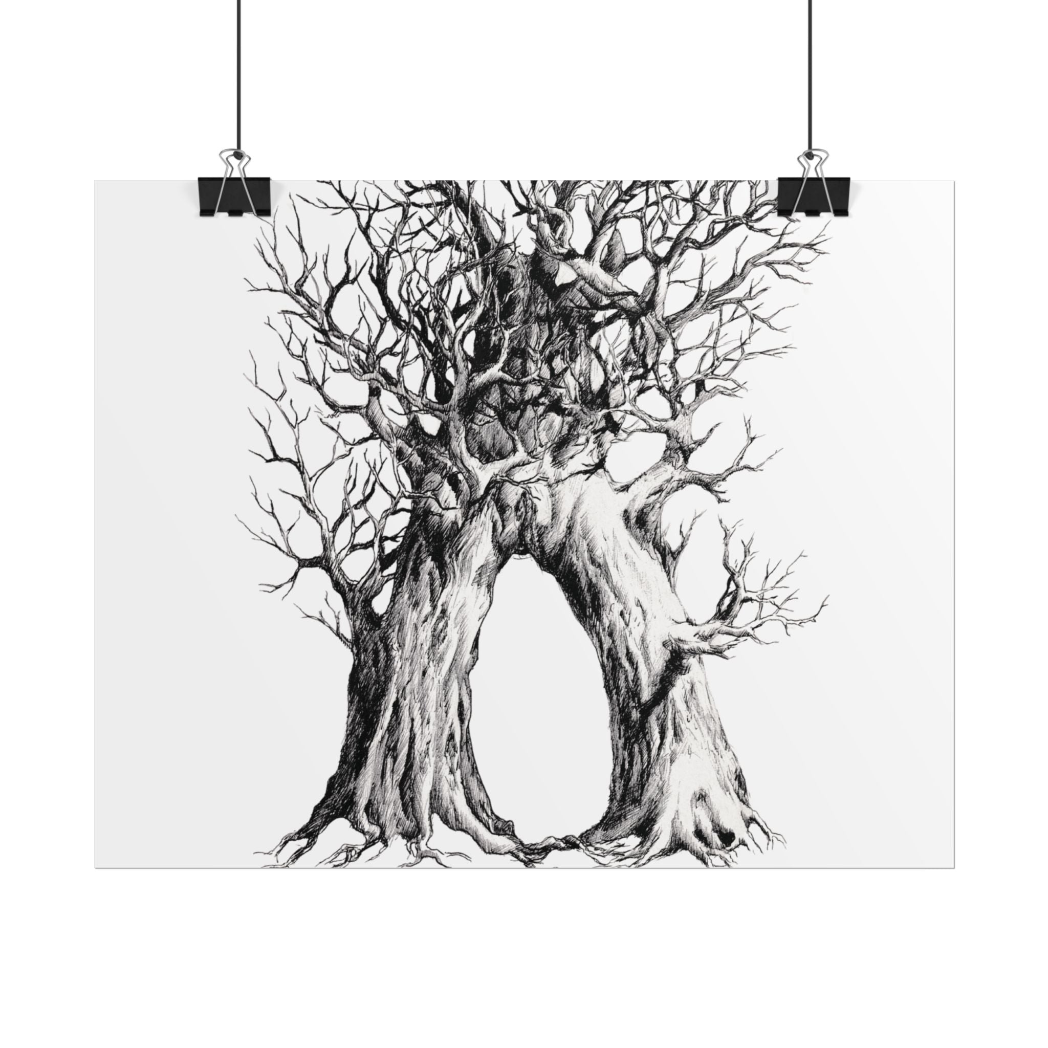 Tree Arch Illustration poster | Hand-drawn black ink botanical art
