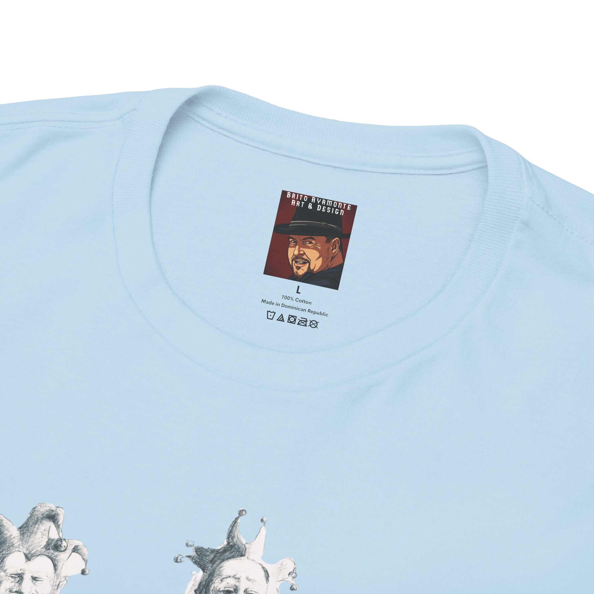 Graphic Tee — Gothic Angel and Floating Skulls Design