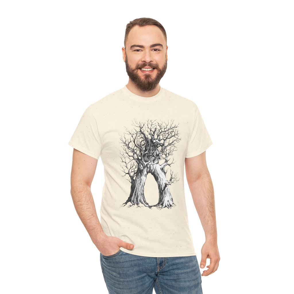 Tree of Lovers T-Shirt — Romantic Embrace Tree Illustration Tee