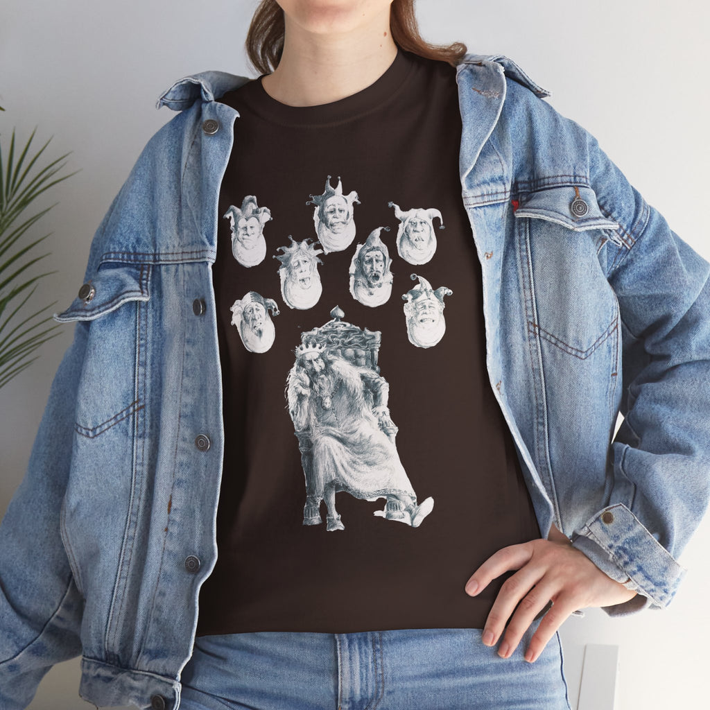 Graphic Tee — Gothic Angel and Floating Skulls Design