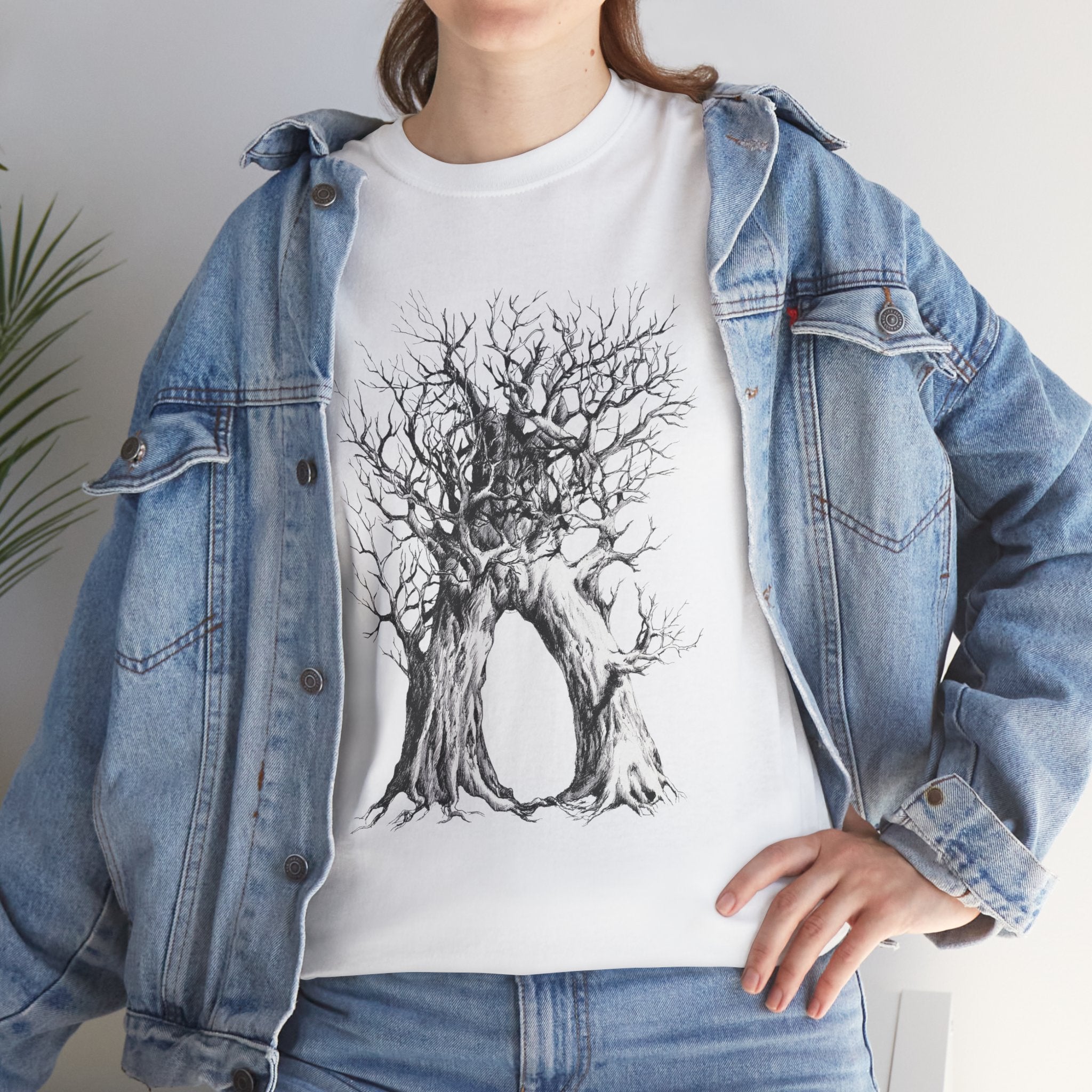 Tree of Lovers T-Shirt — Romantic Embrace Tree Illustration Tee