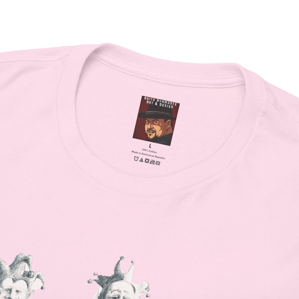 Graphic Tee — Gothic Angel and Floating Skulls Design