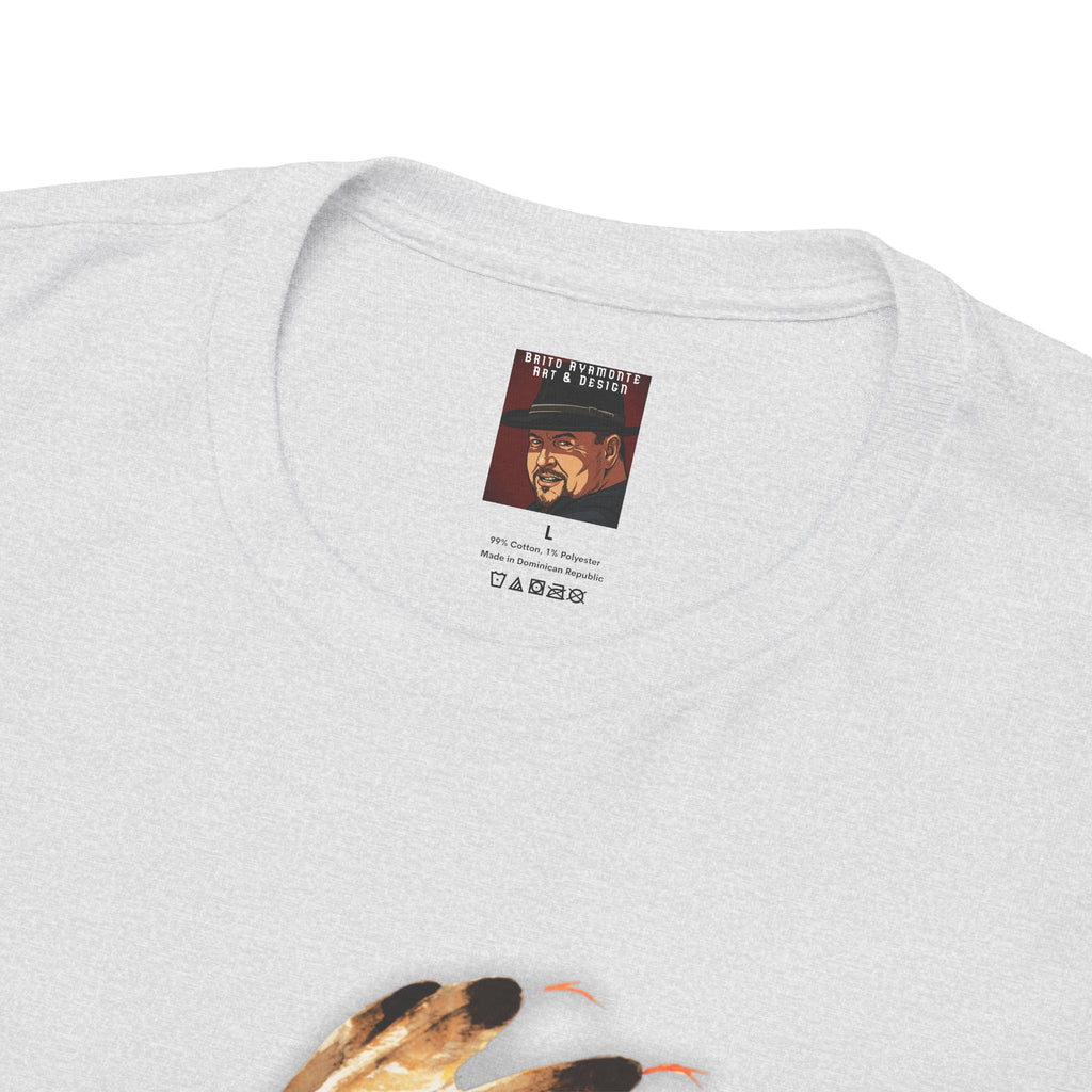 Graphic Tee — Watercolor Skeleton / Alien with Feather Headdress T-Shirt