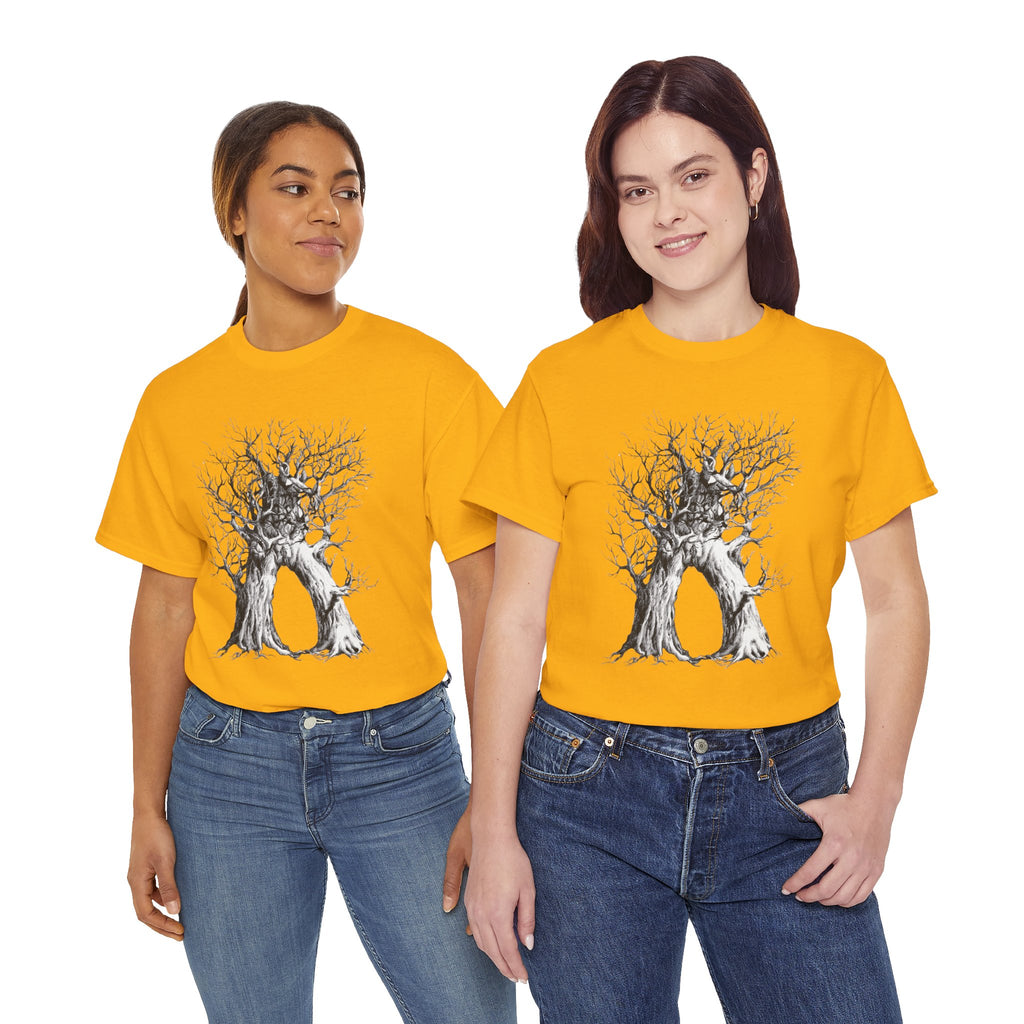 Tree of Lovers T-Shirt — Romantic Embrace Tree Illustration Tee