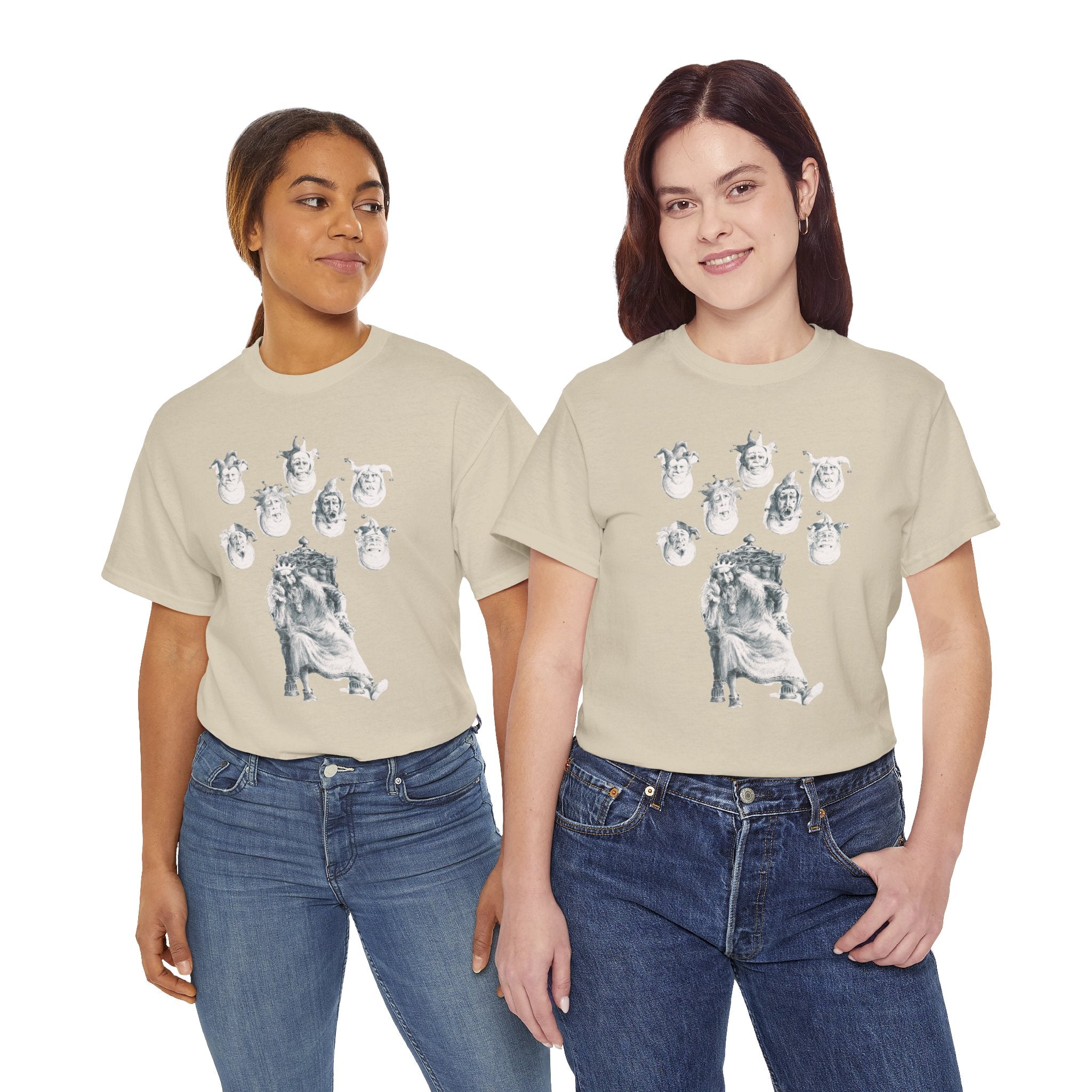 Graphic Tee — Gothic Angel and Floating Skulls Design