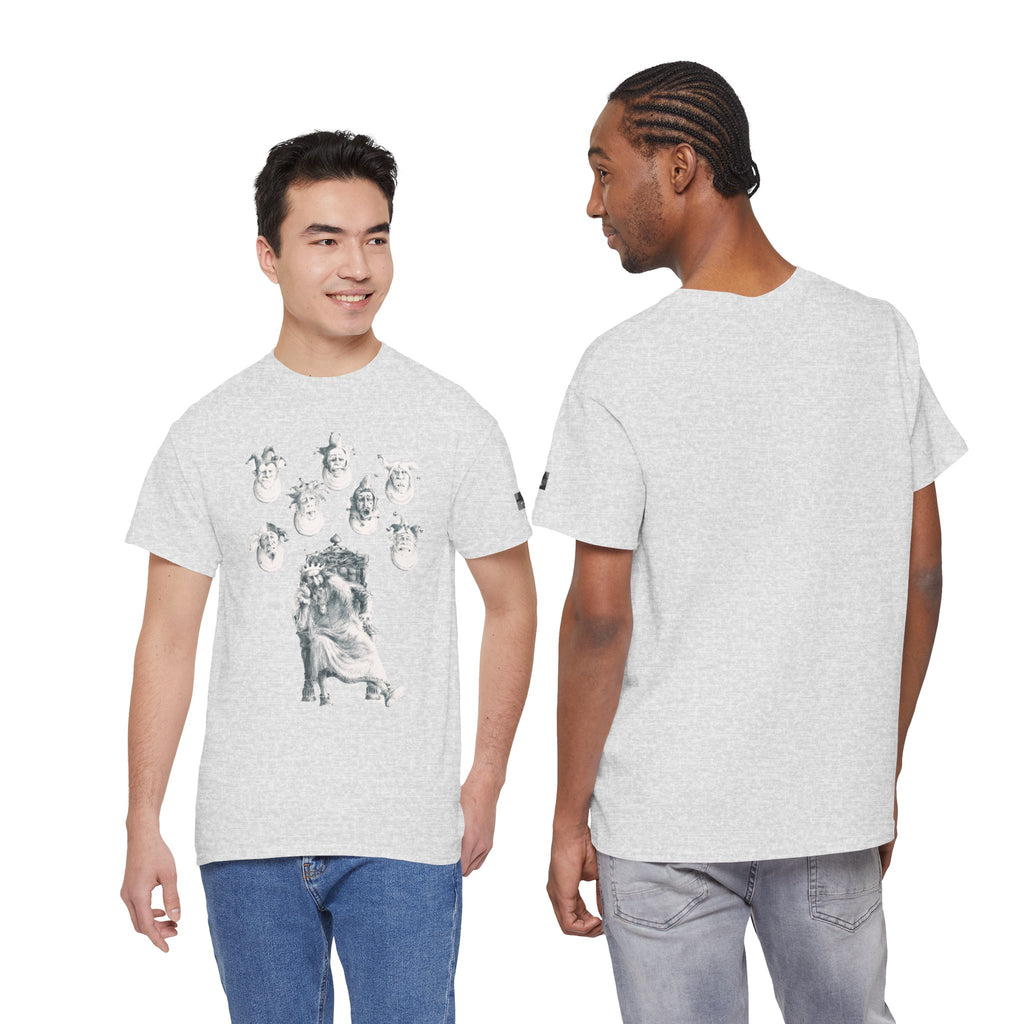 Graphic Tee — Gothic Angel and Floating Skulls Design