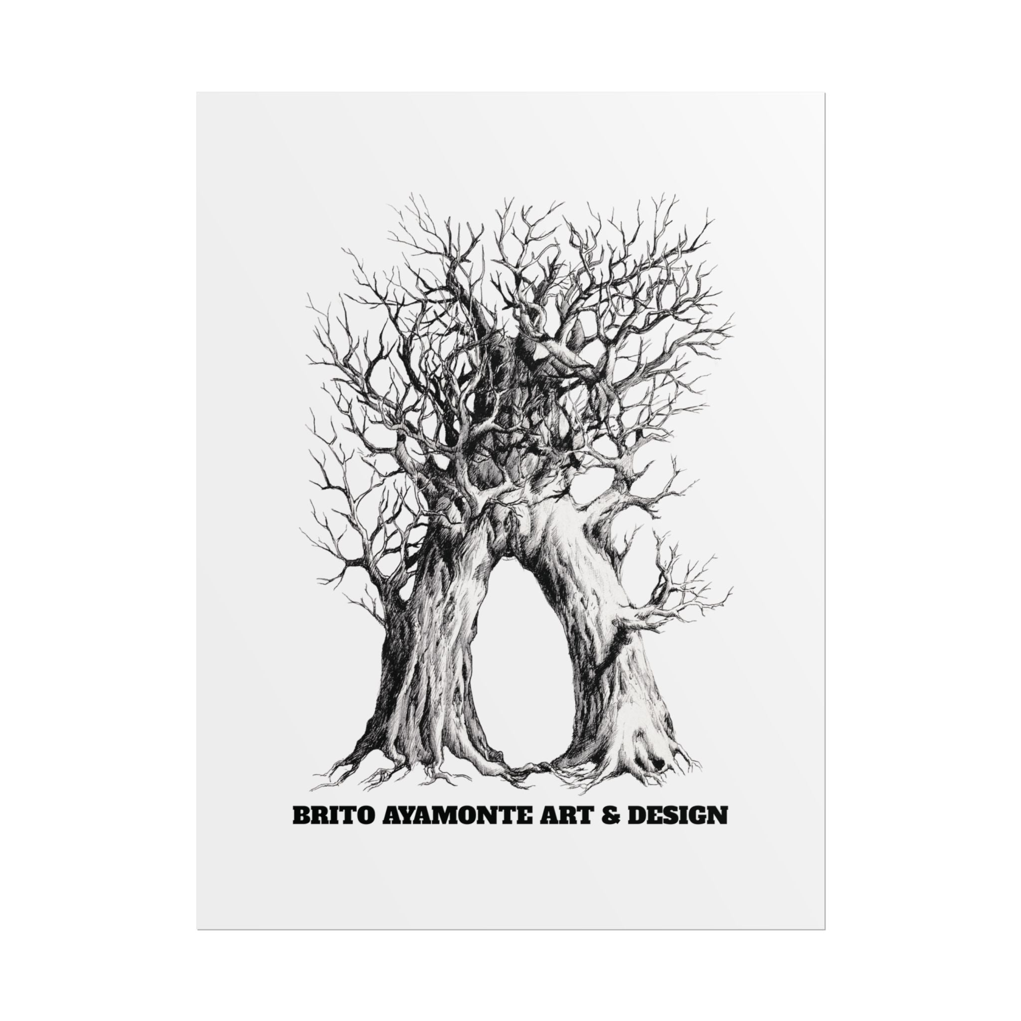 Tree Arch Illustration poster | Hand-drawn black ink botanical art