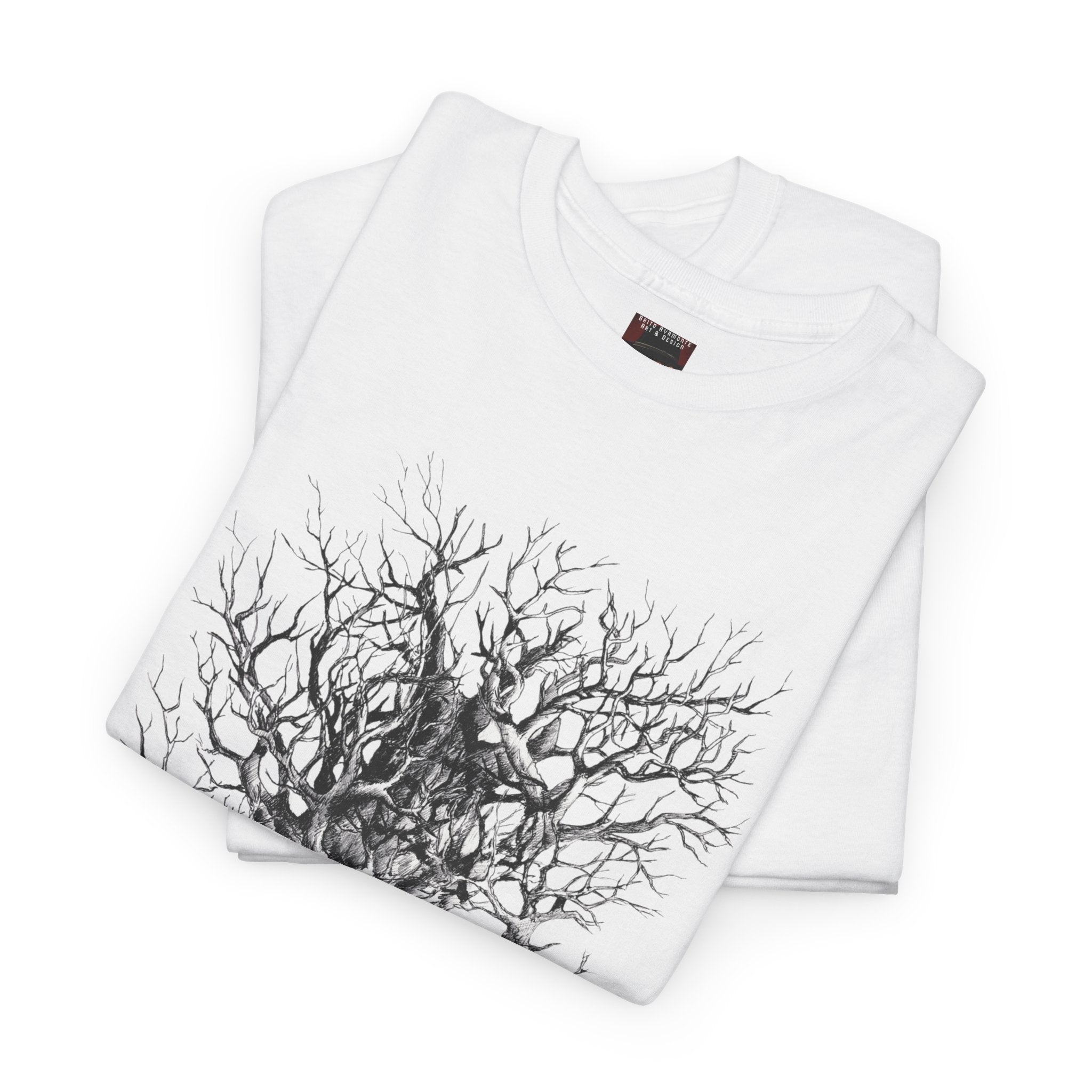Tree of Lovers T-Shirt — Romantic Embrace Tree Illustration Tee