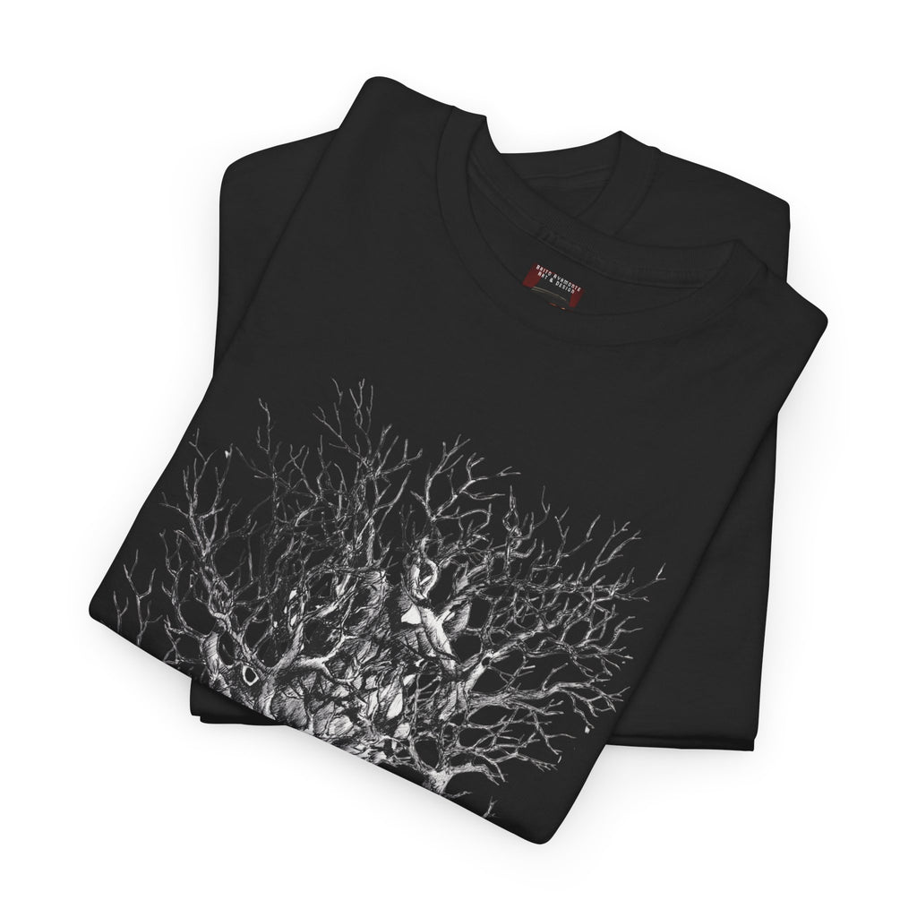 Tree of Lovers T-Shirt — Romantic Embrace Tree Illustration Tee