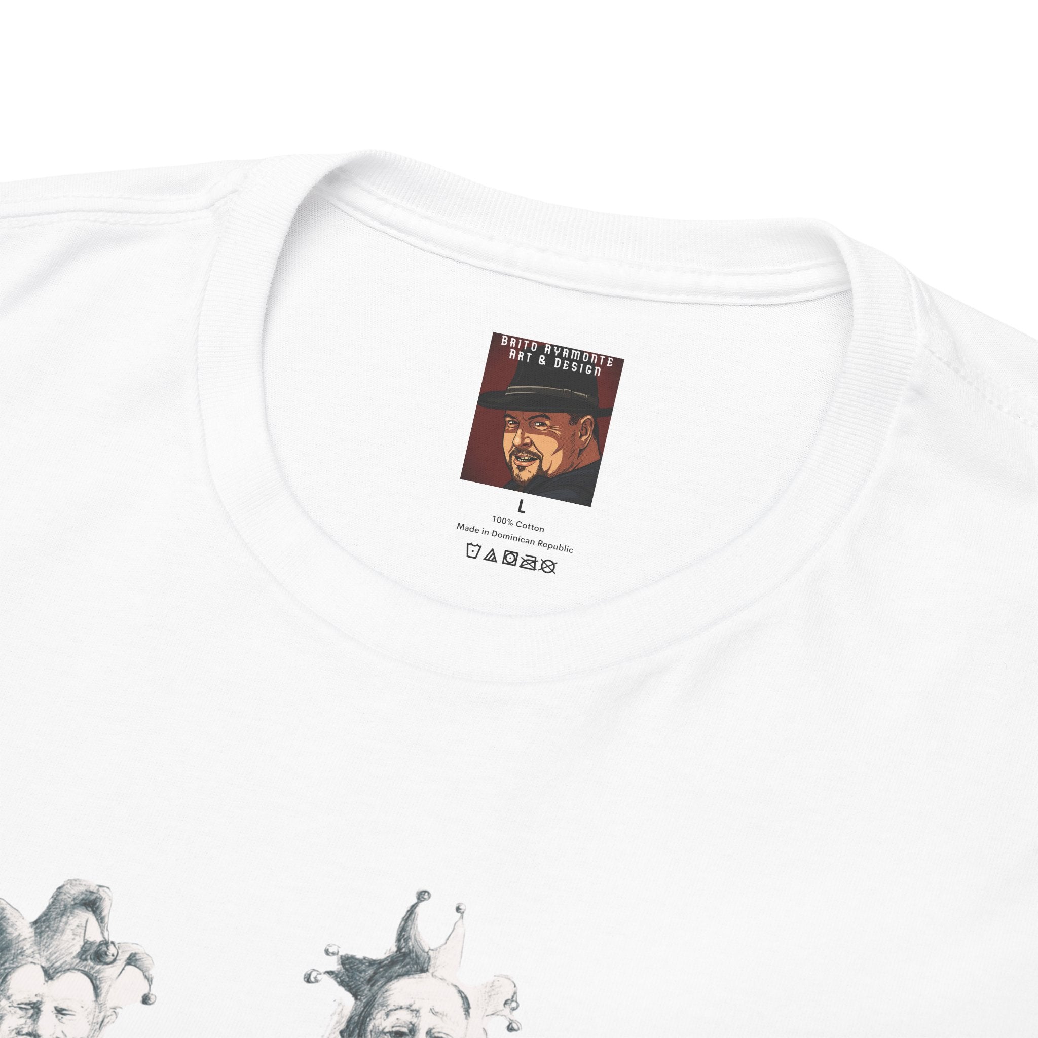 Graphic Tee — Gothic Angel and Floating Skulls Design