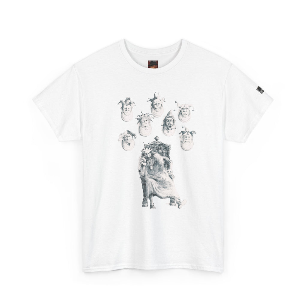 Graphic Tee — Gothic Angel and Floating Skulls Design