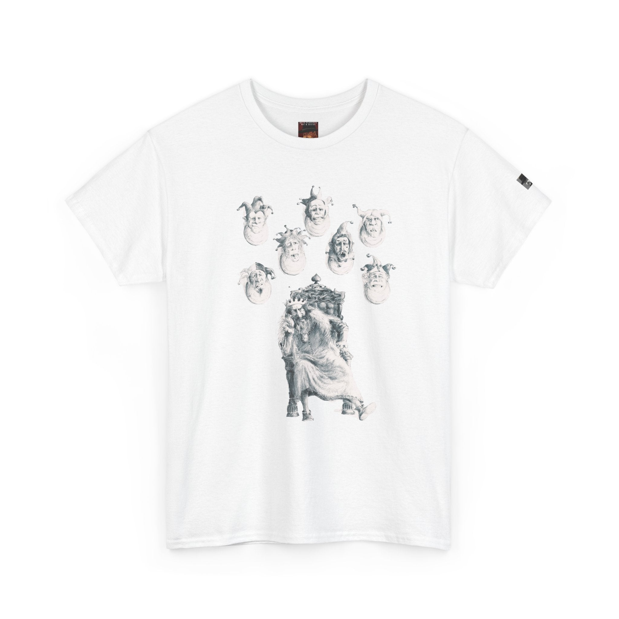 Graphic Tee — Gothic Angel and Floating Skulls Design