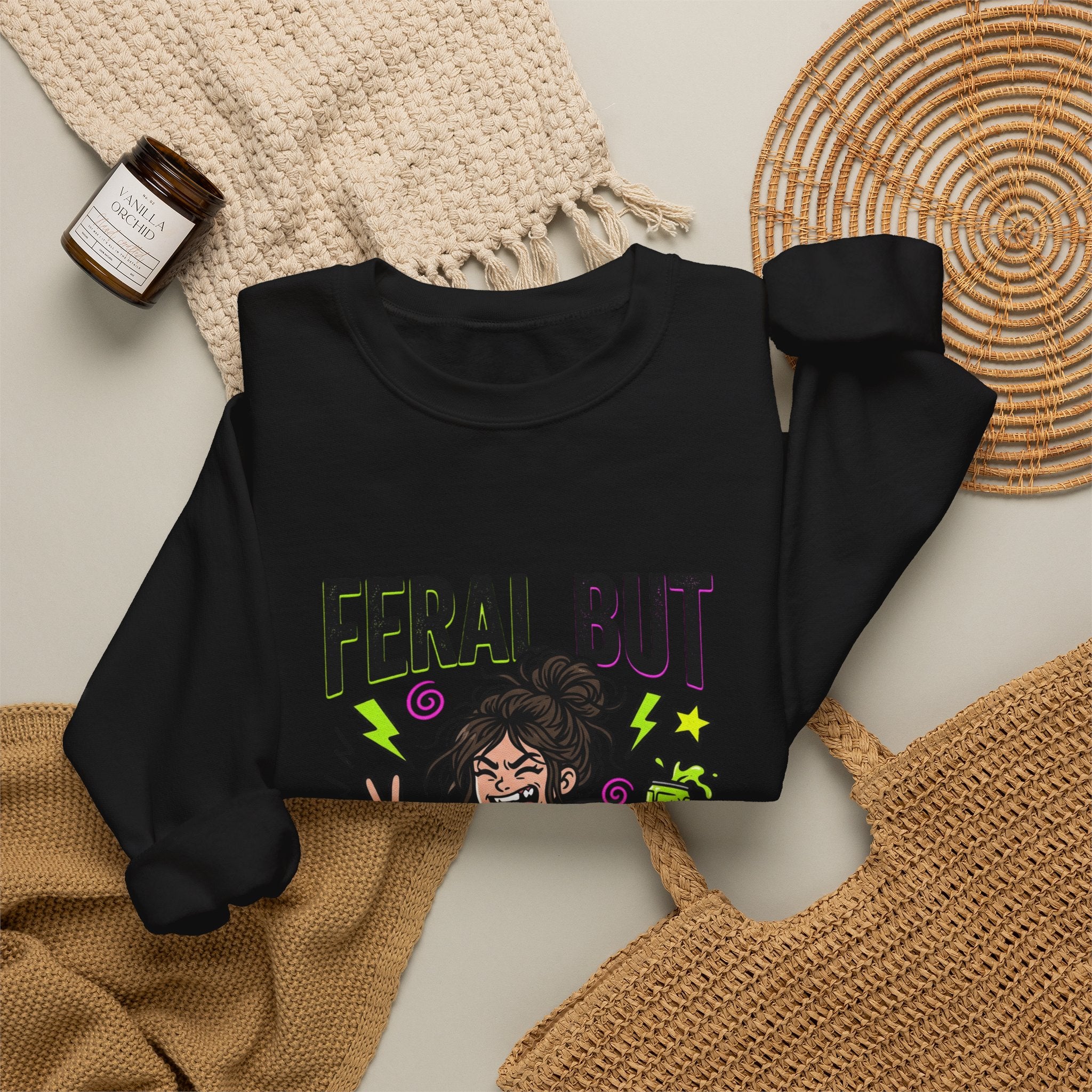 Feral But Free Sweatshirt | chaotic quirky humor, millennial burnout