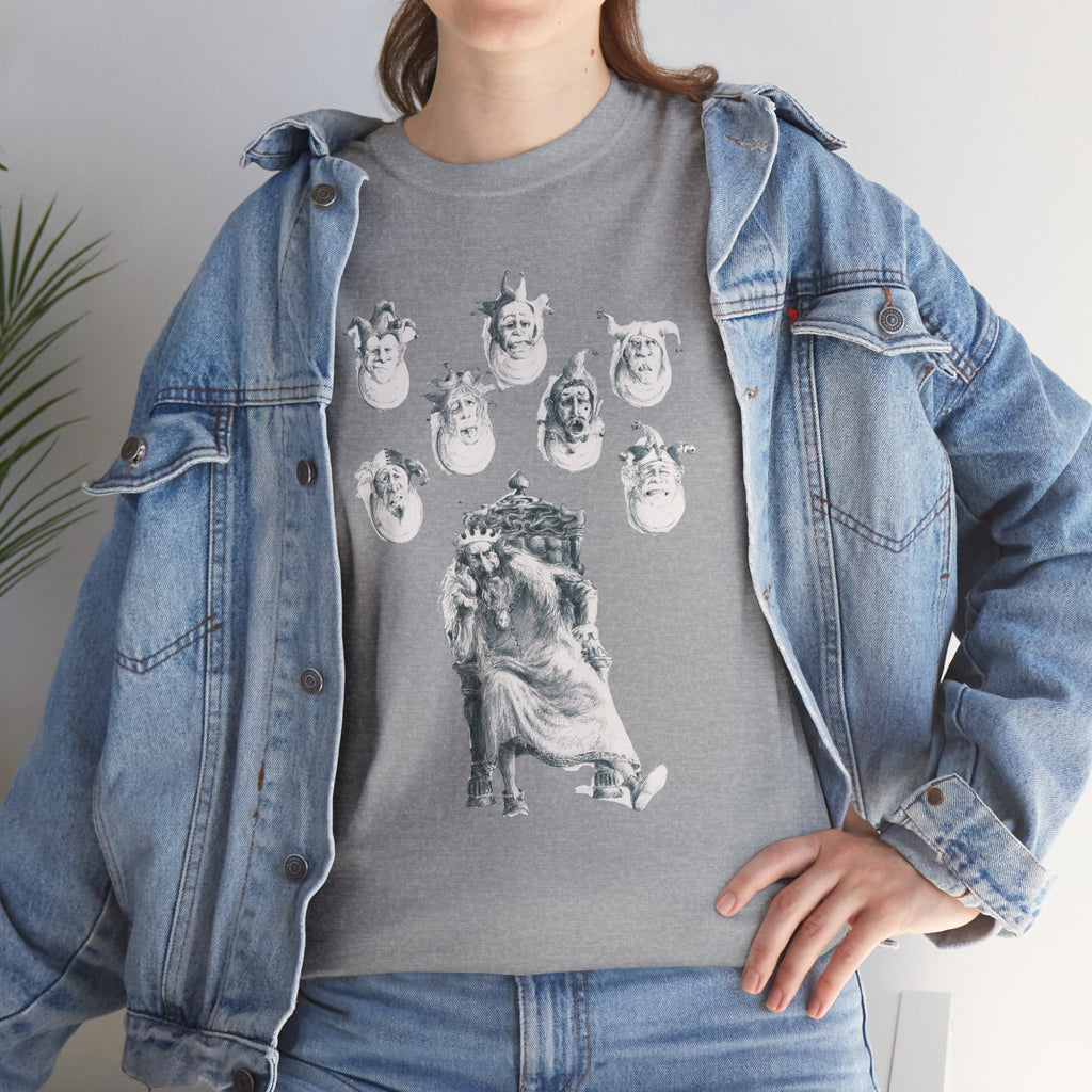 Graphic Tee — Gothic Angel and Floating Skulls Design