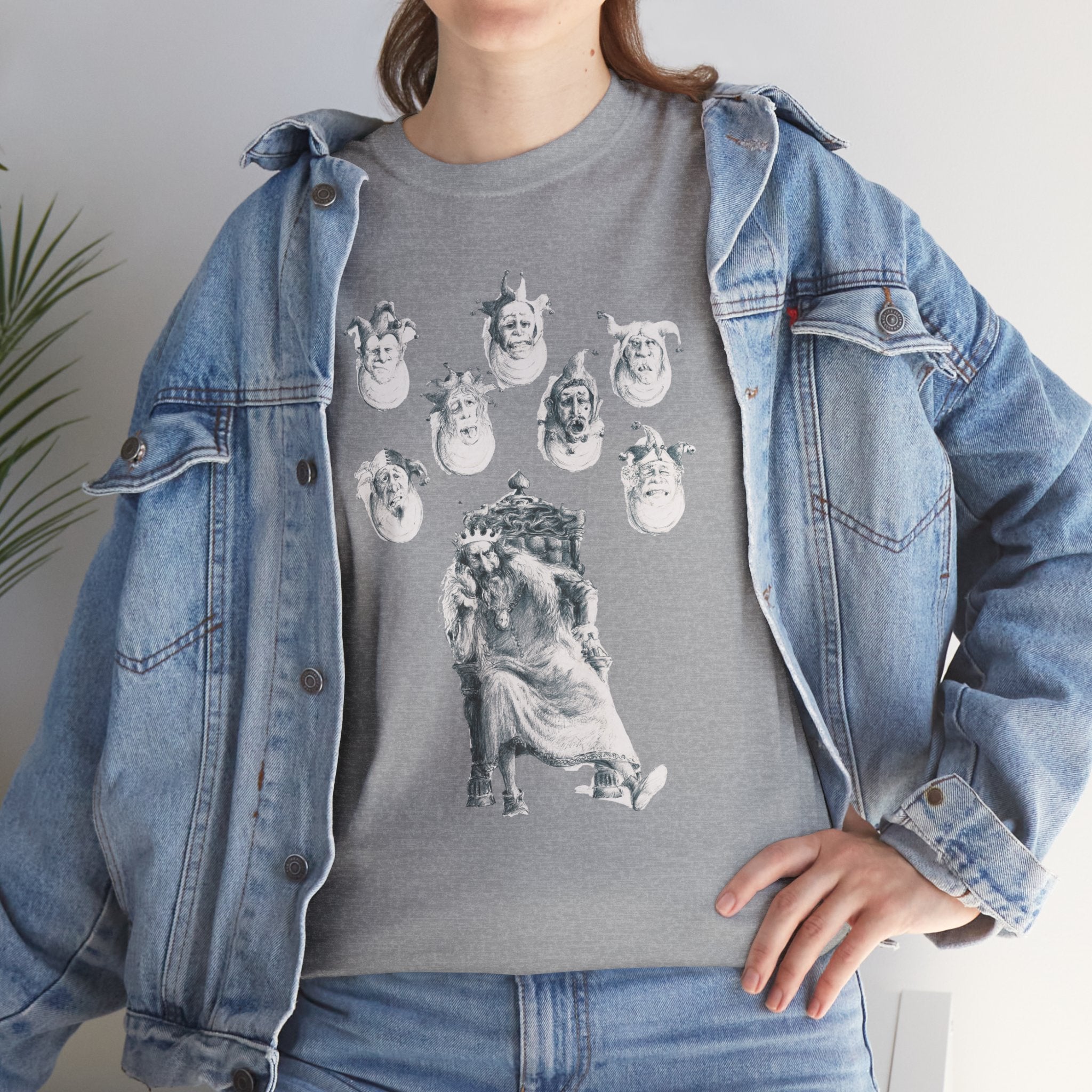 Graphic Tee — Gothic Angel and Floating Skulls Design