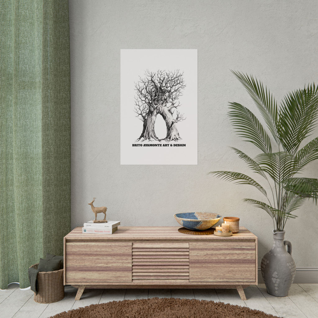 Tree Arch Illustration poster | Hand-drawn black ink botanical art