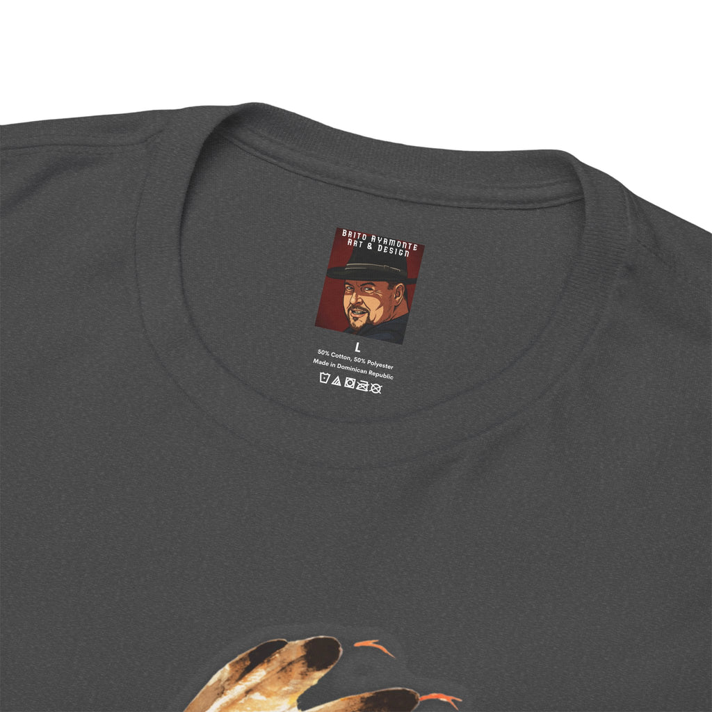 Graphic Tee — Watercolor Skeleton / Alien with Feather Headdress T-Shirt