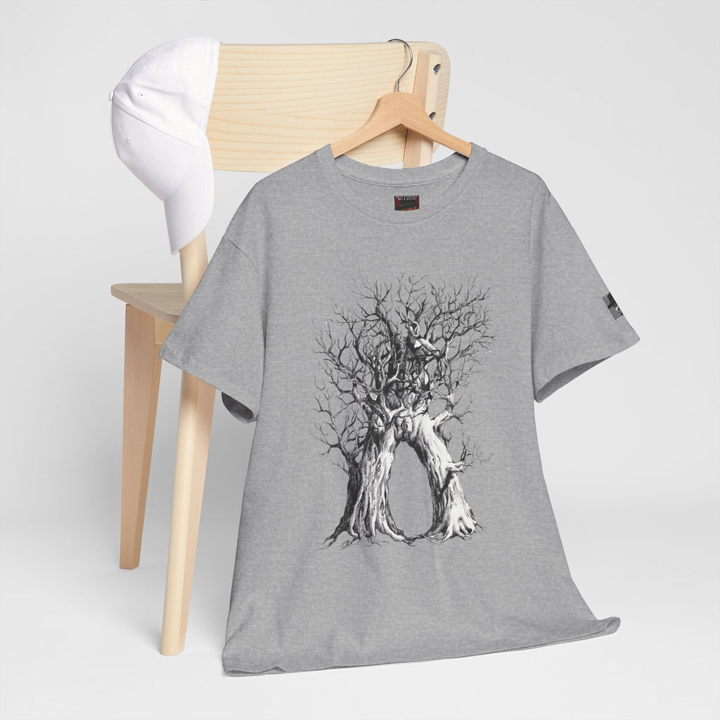 Tree of Lovers T-Shirt — Romantic Embrace Tree Illustration Tee
