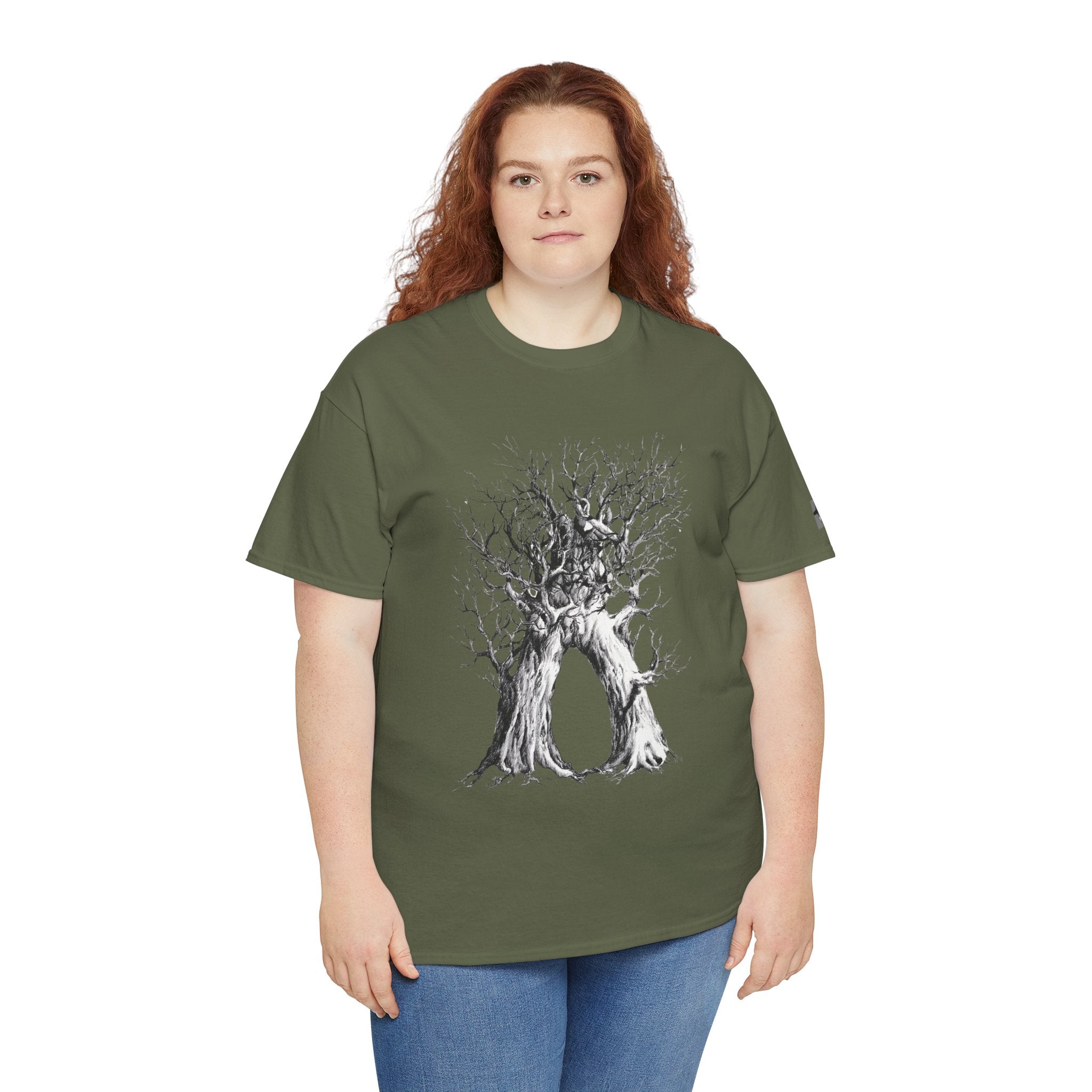 Tree of Lovers T-Shirt — Romantic Embrace Tree Illustration Tee