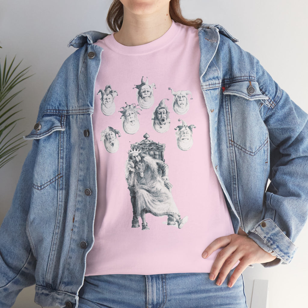 Graphic Tee — Gothic Angel and Floating Skulls Design