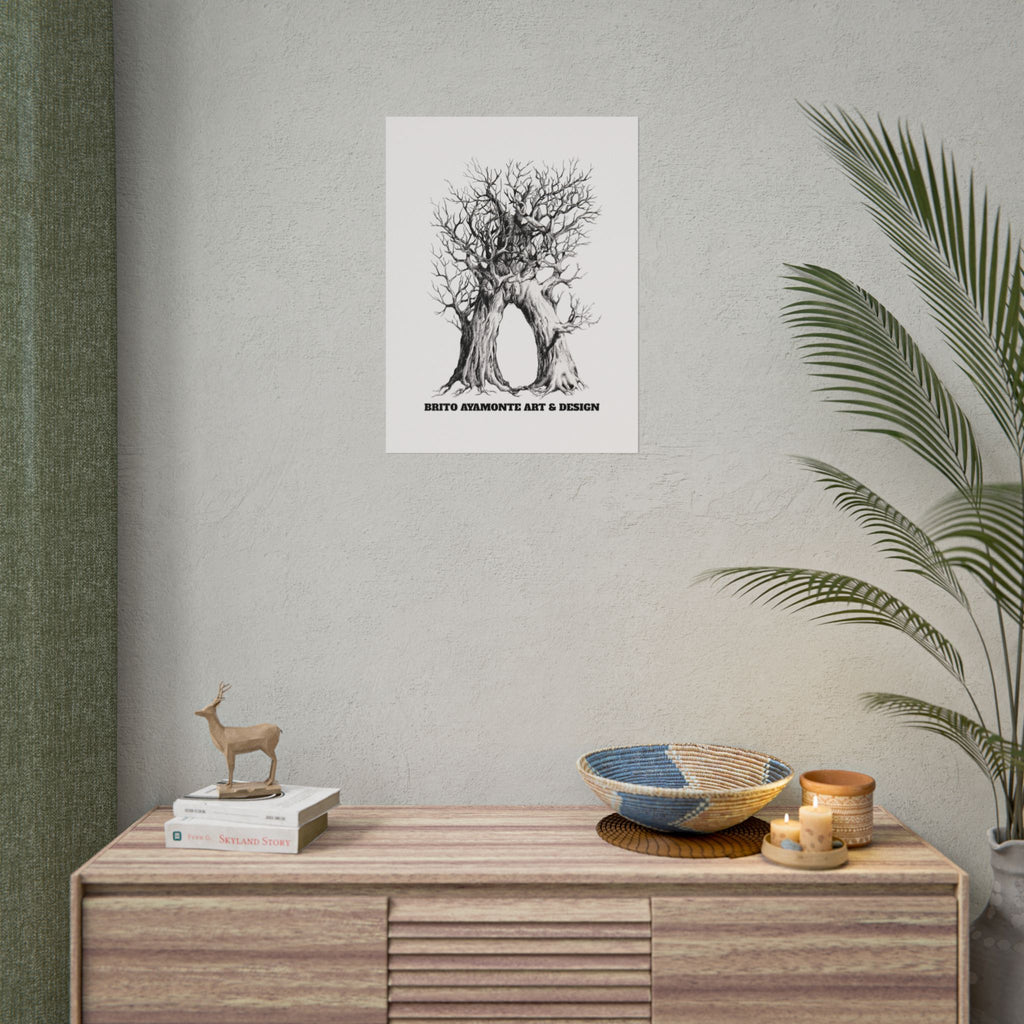 Tree Arch Illustration poster | Hand-drawn black ink botanical art