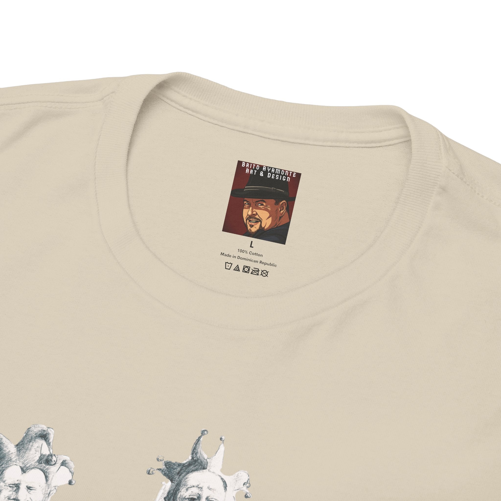 Graphic Tee — Gothic Angel and Floating Skulls Design
