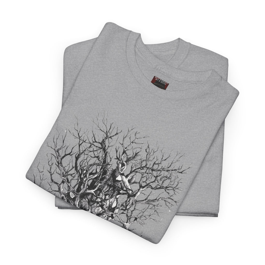 Tree of Lovers T-Shirt — Romantic Embrace Tree Illustration Tee