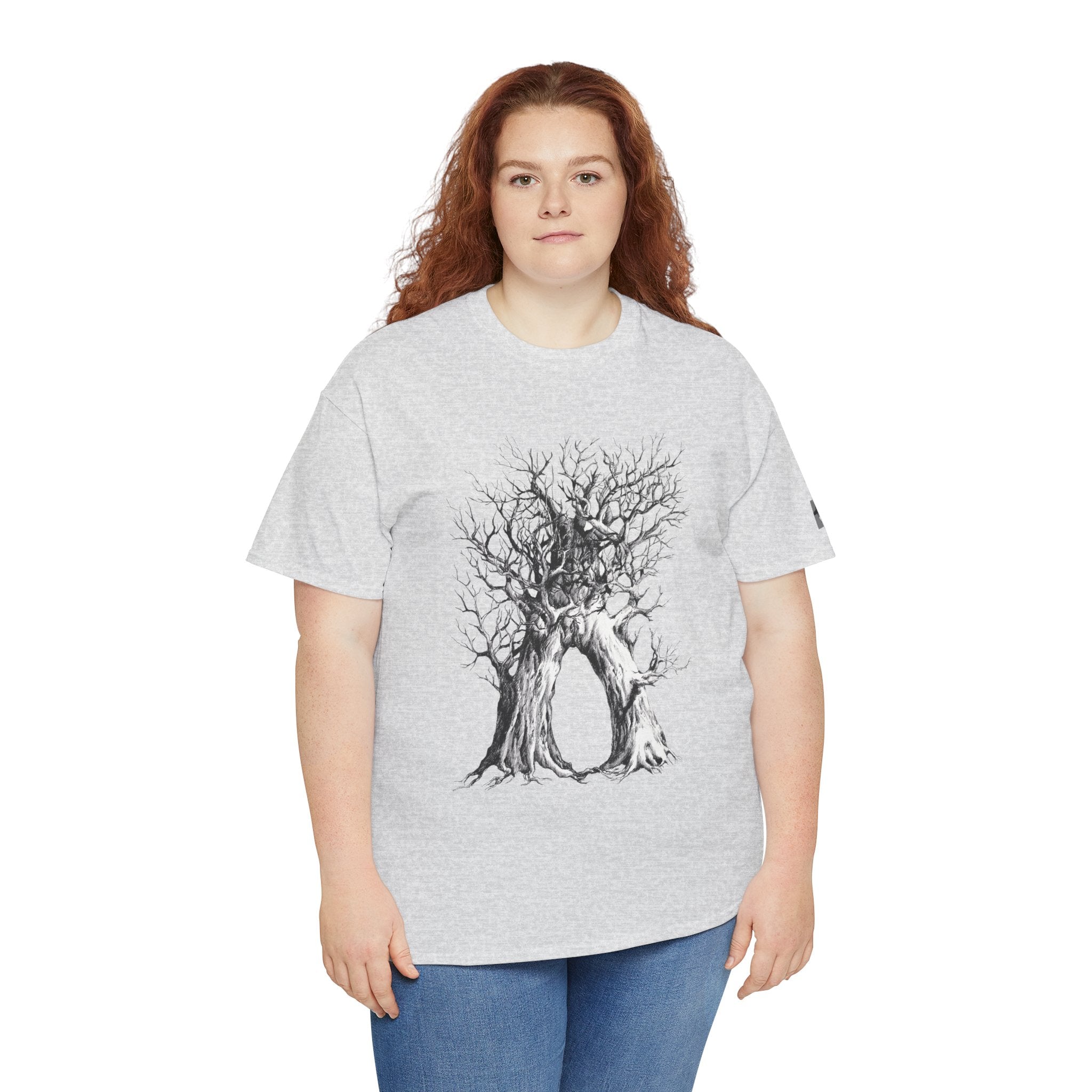 Tree of Lovers T-Shirt — Romantic Embrace Tree Illustration Tee