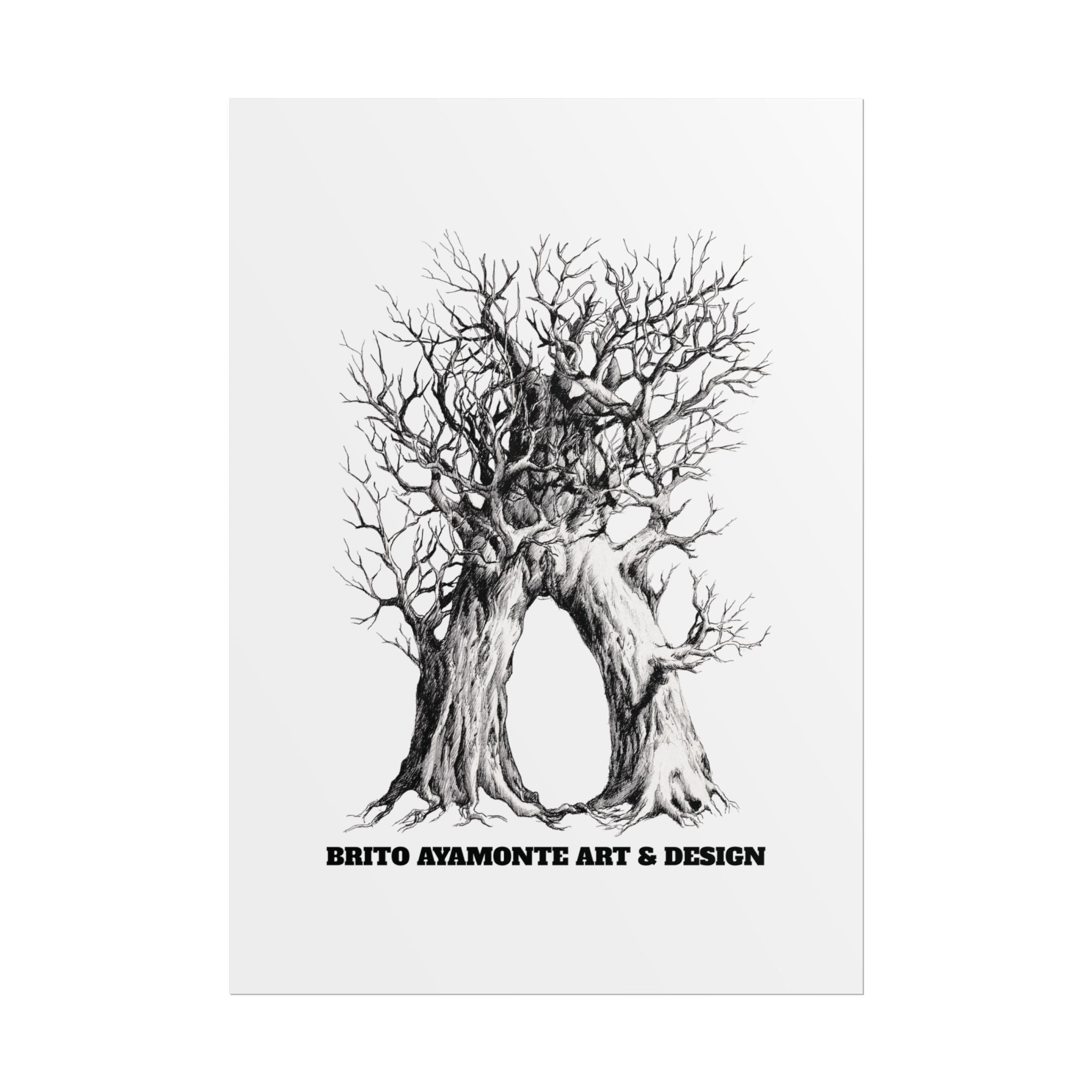 Tree Arch Illustration poster | Hand-drawn black ink botanical art