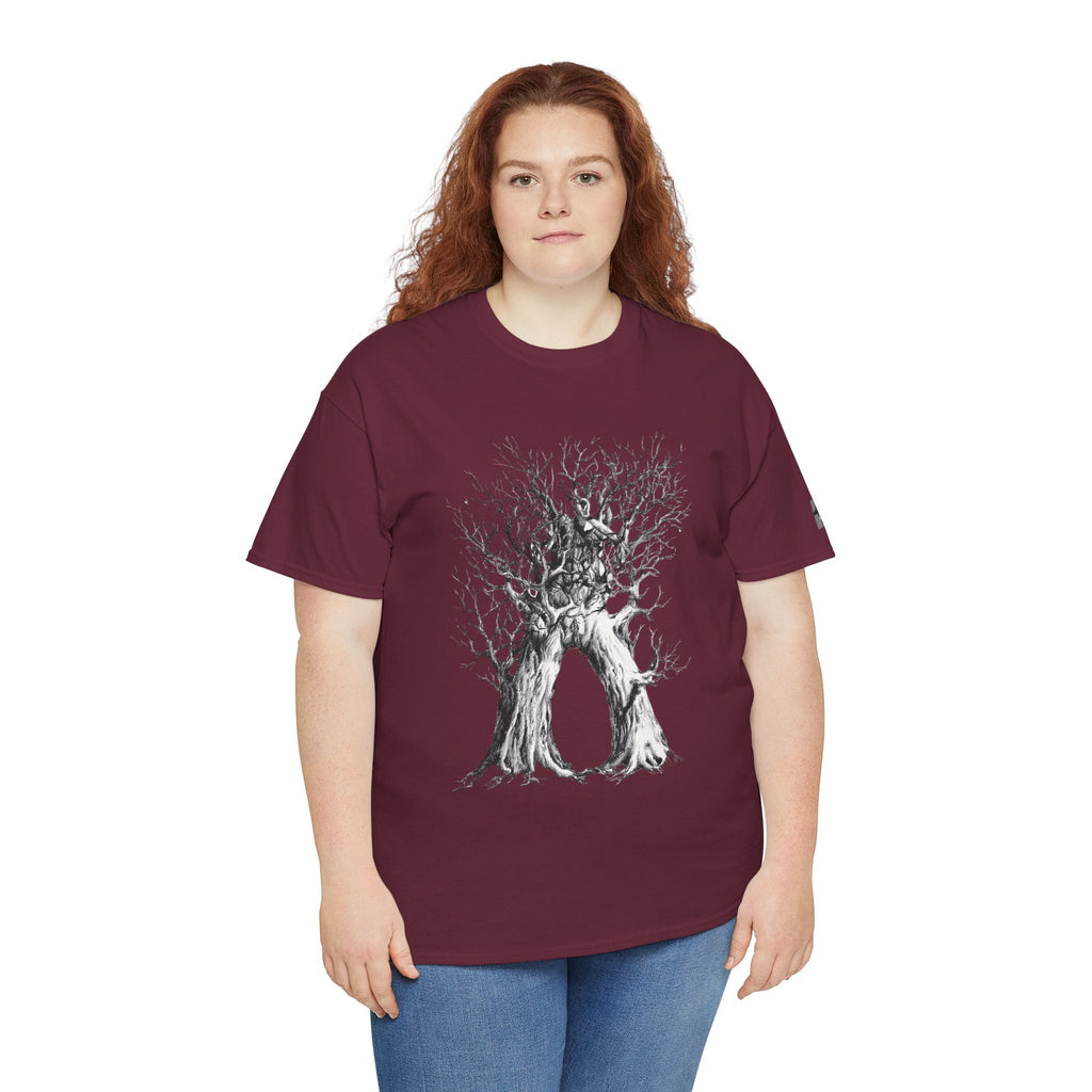 Tree of Lovers T-Shirt — Romantic Embrace Tree Illustration Tee