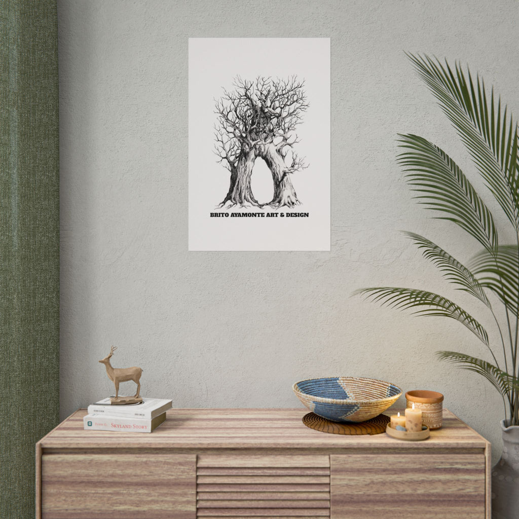 Tree Arch Illustration poster | Hand-drawn black ink botanical art