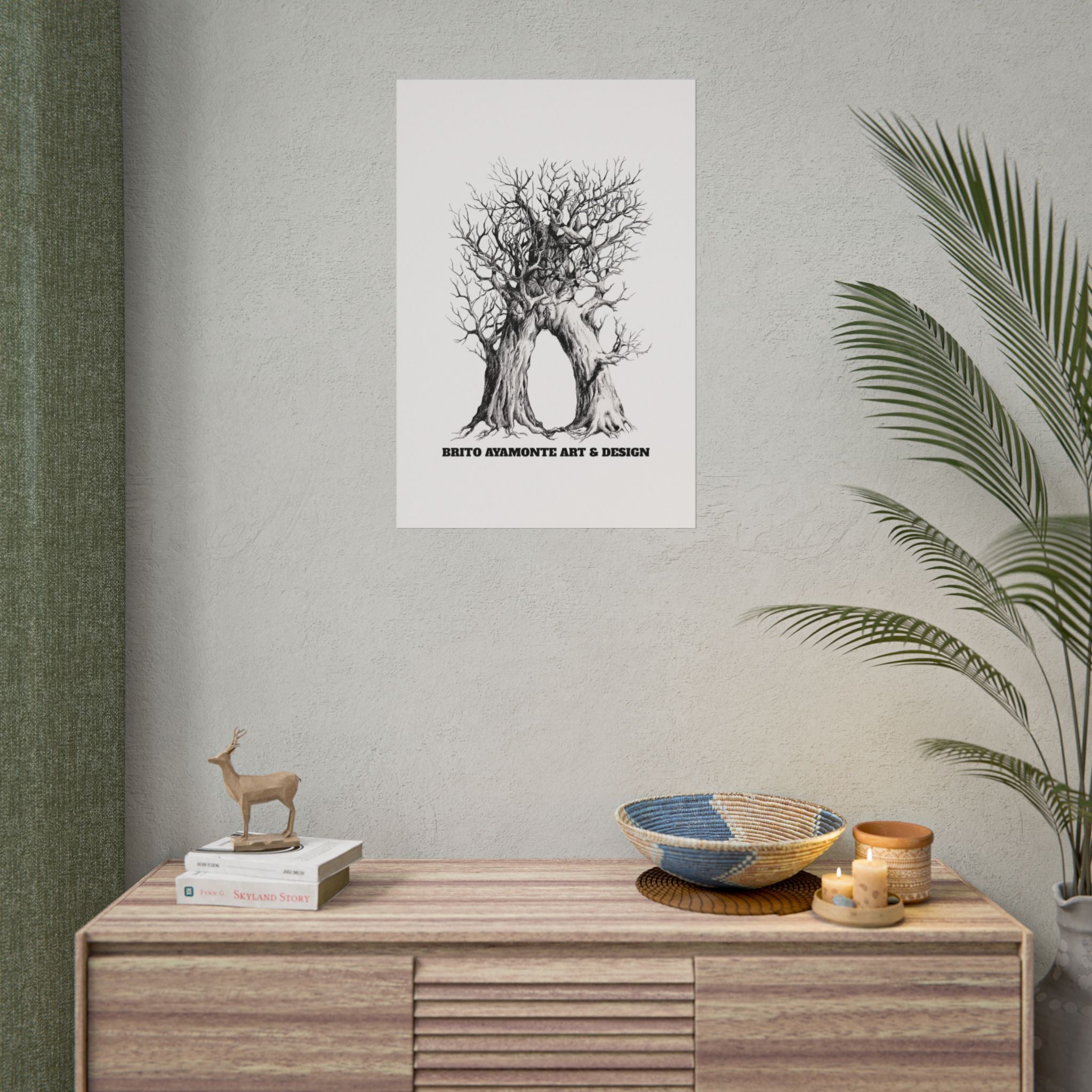 Tree Arch Illustration poster | Hand-drawn black ink botanical art