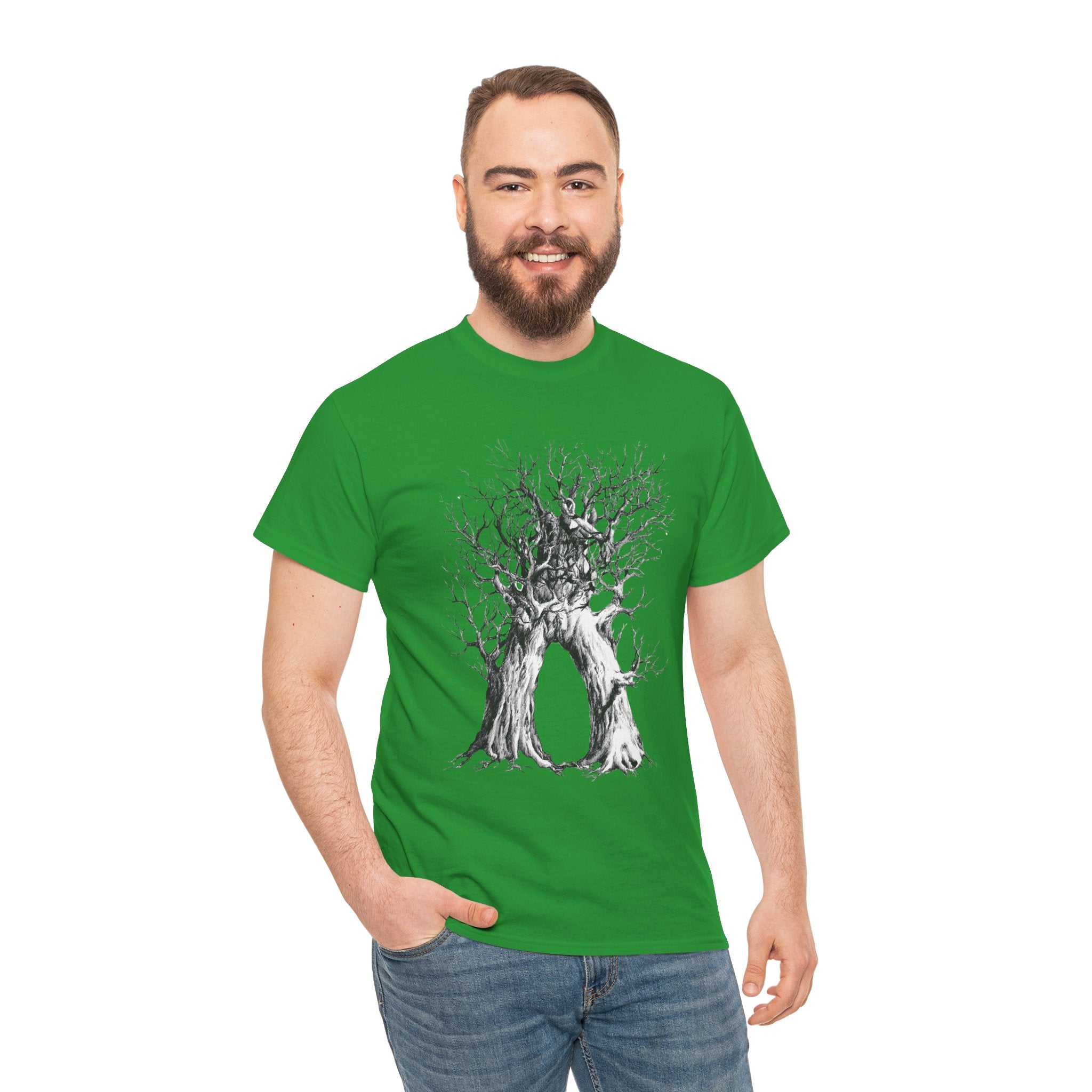 Tree of Lovers T-Shirt — Romantic Embrace Tree Illustration Tee