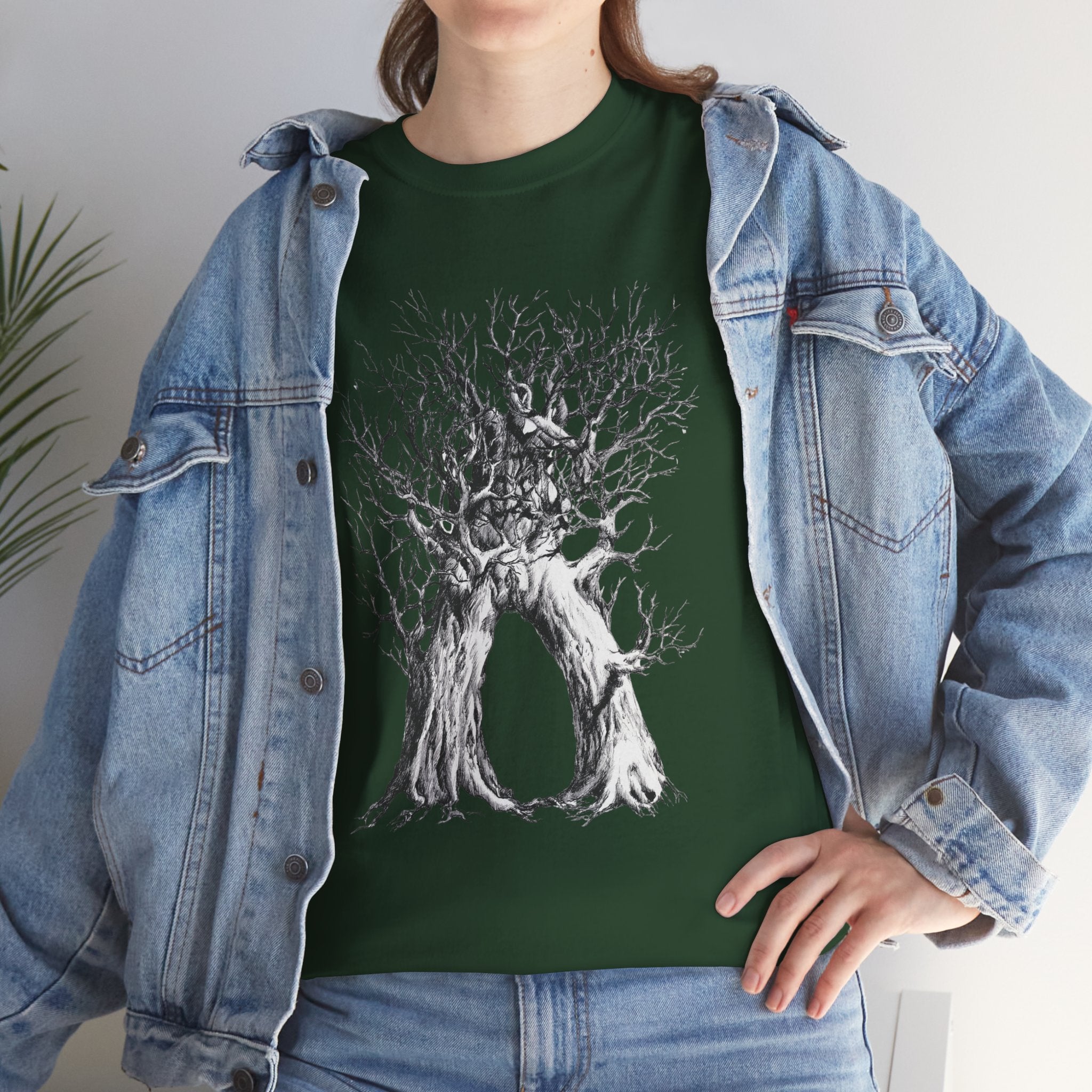 Tree of Lovers T-Shirt — Romantic Embrace Tree Illustration Tee