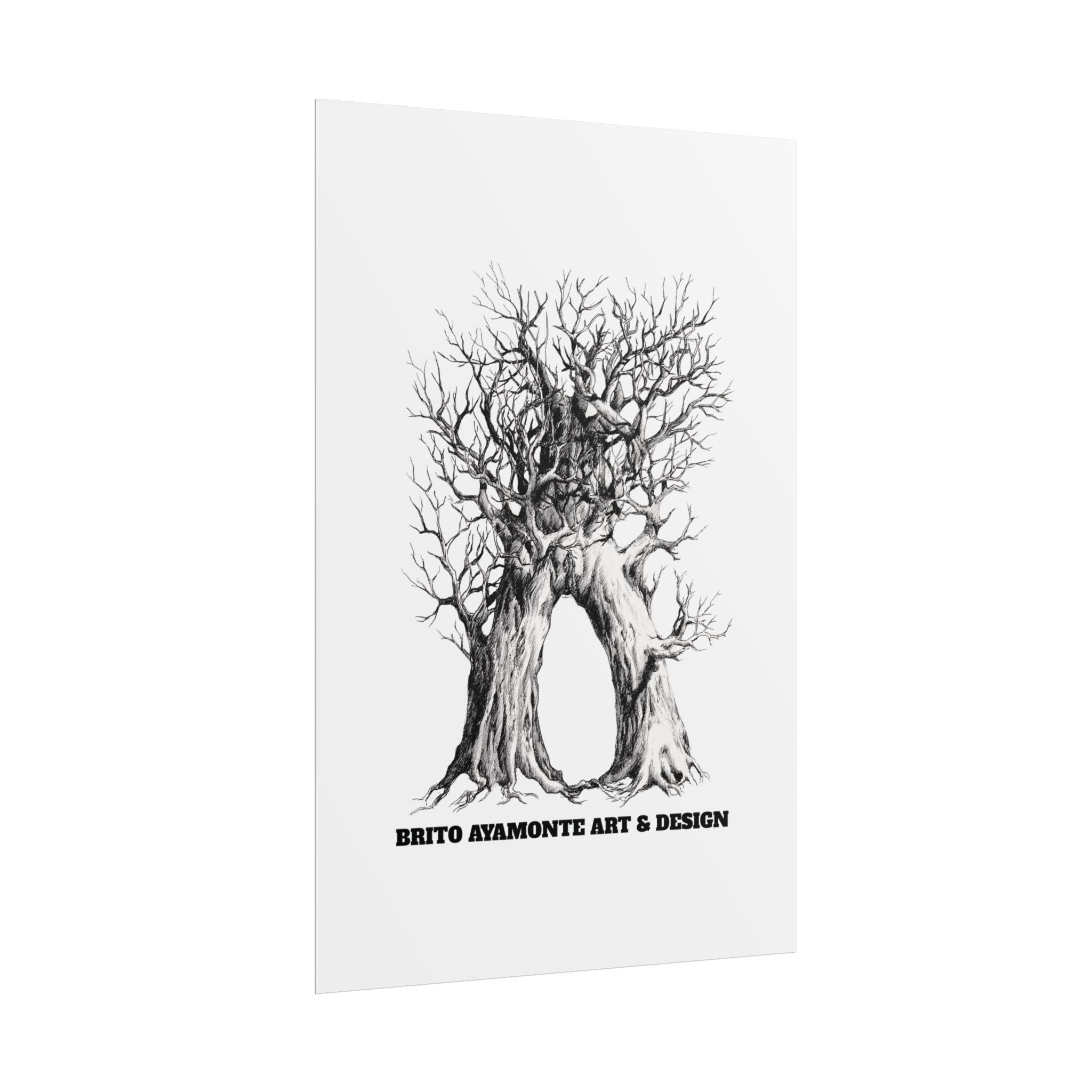 Tree Arch Illustration poster | Hand-drawn black ink botanical art